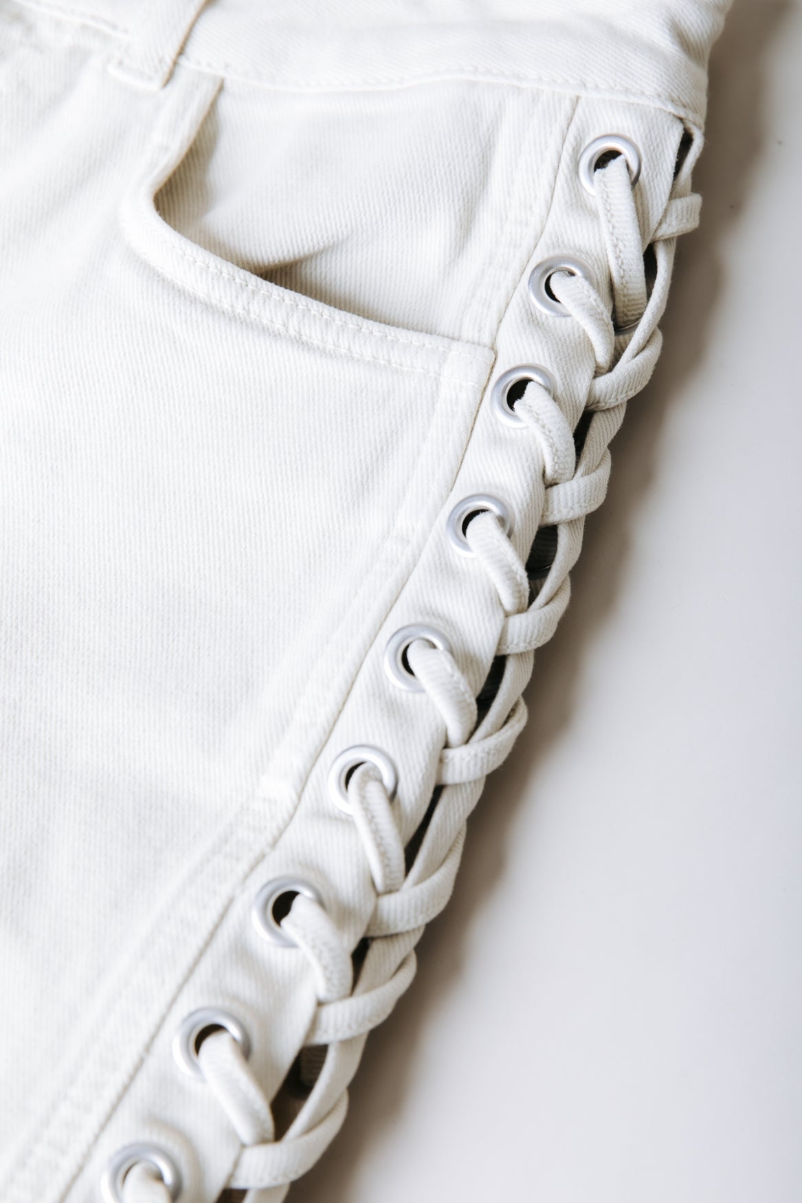 Jones Braided Straight Leg Denim Pants | Beige