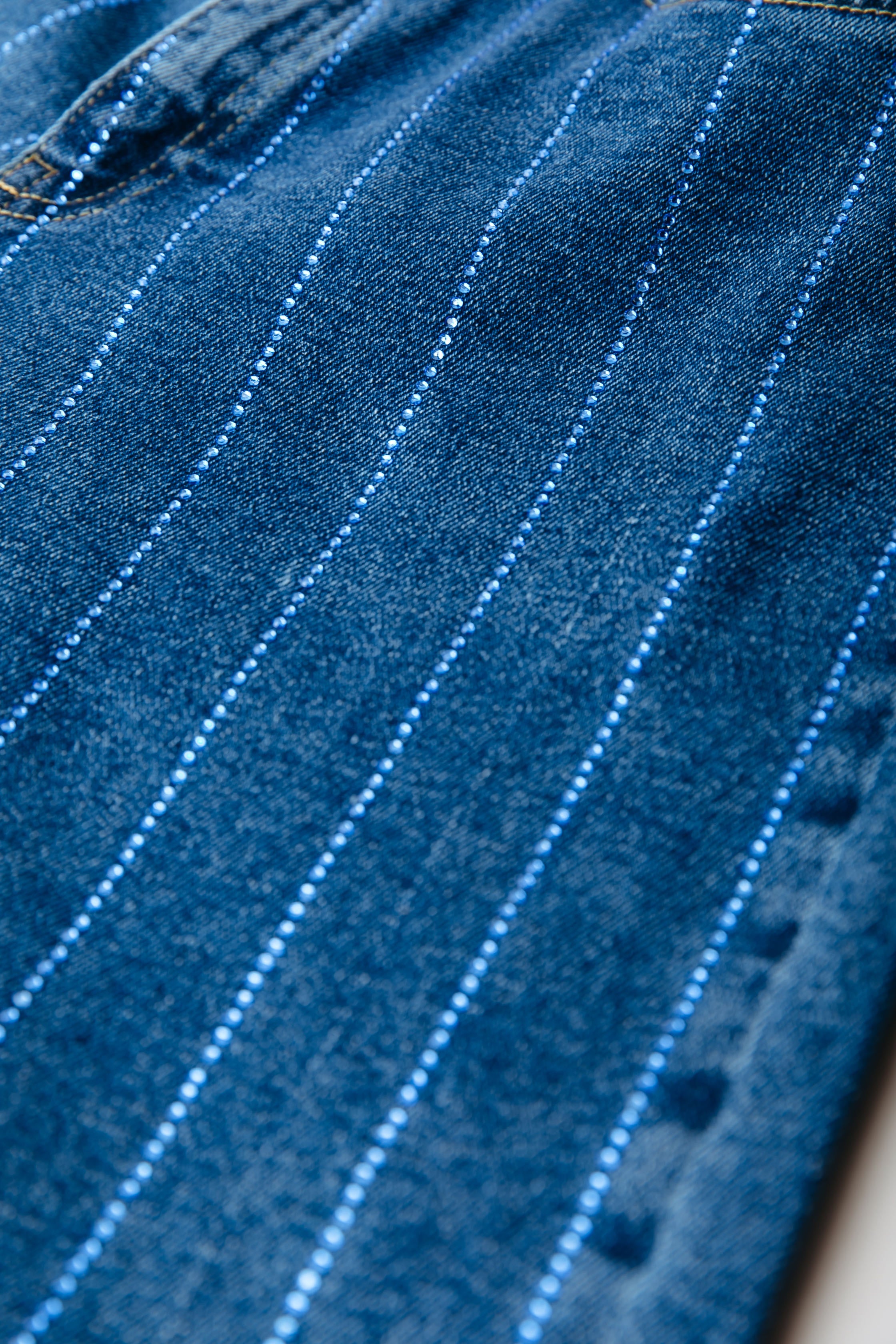 Gaias Rhinestones Denim | Dark blue denim
