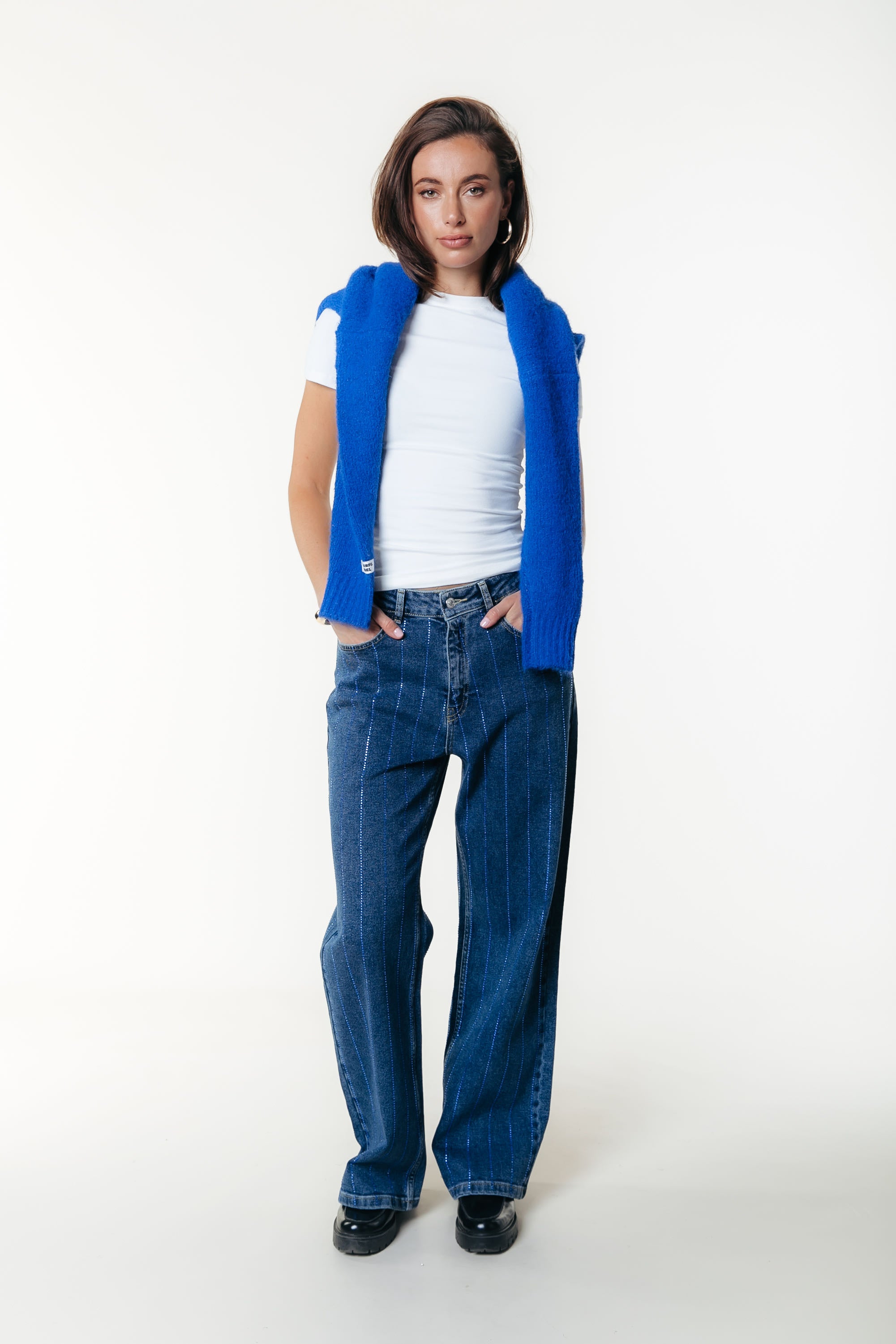Gaias Rhinestones Denim | Dark blue denim