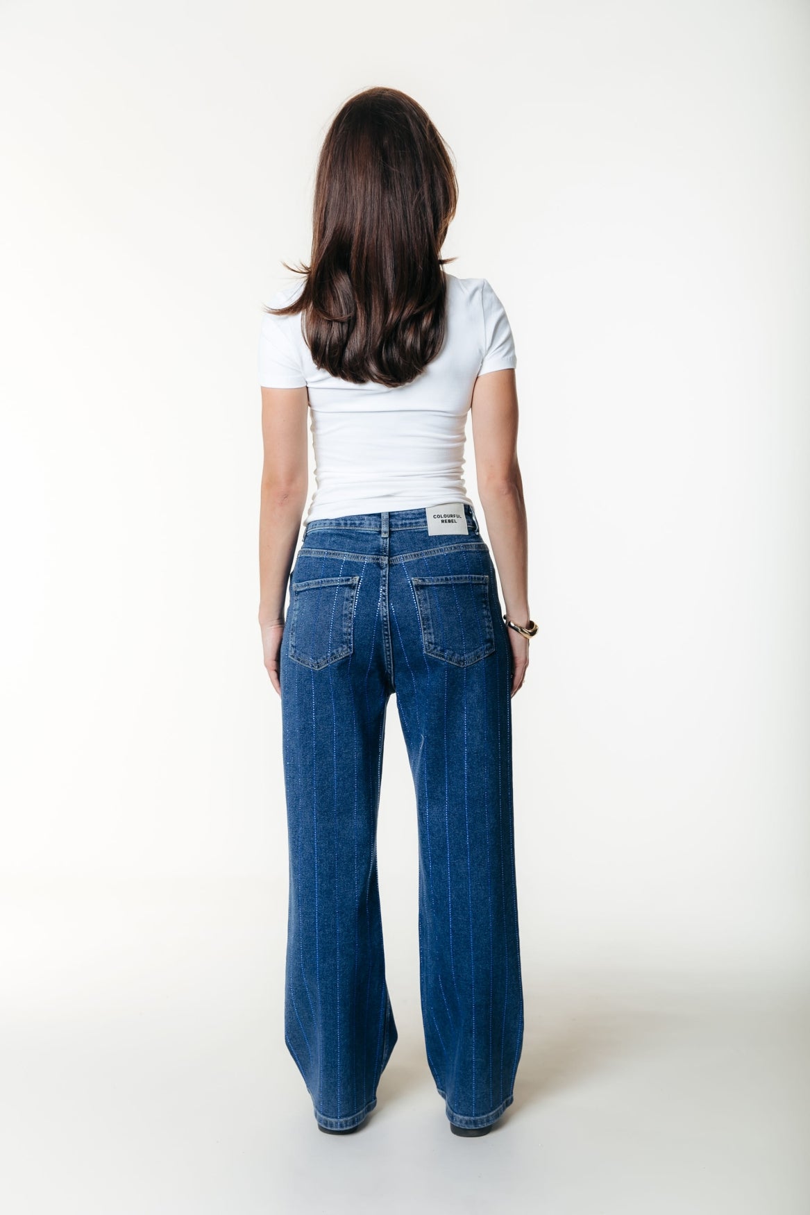 Gaias Rhinestones Denim | Dark blue denim