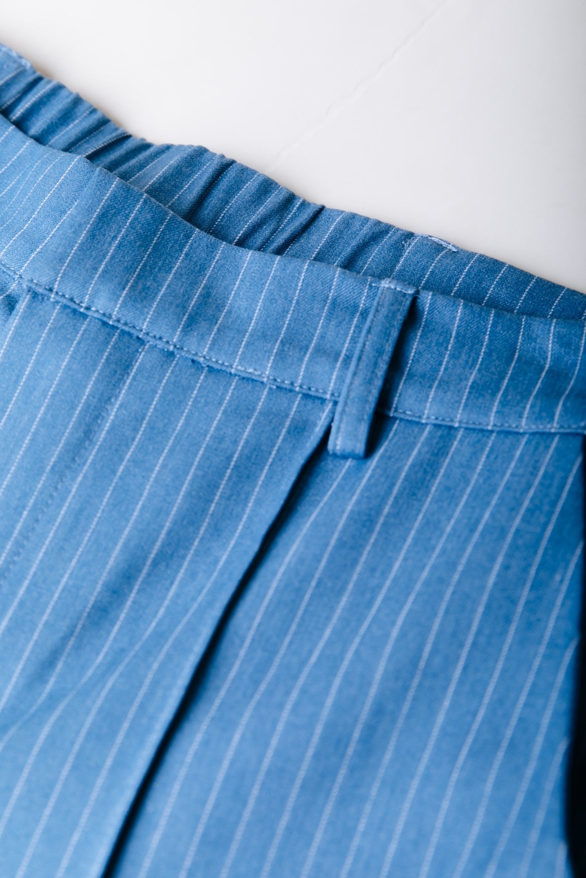 Rus Pinstripe Pintuck Melange Straight Pants | Mid grey blue