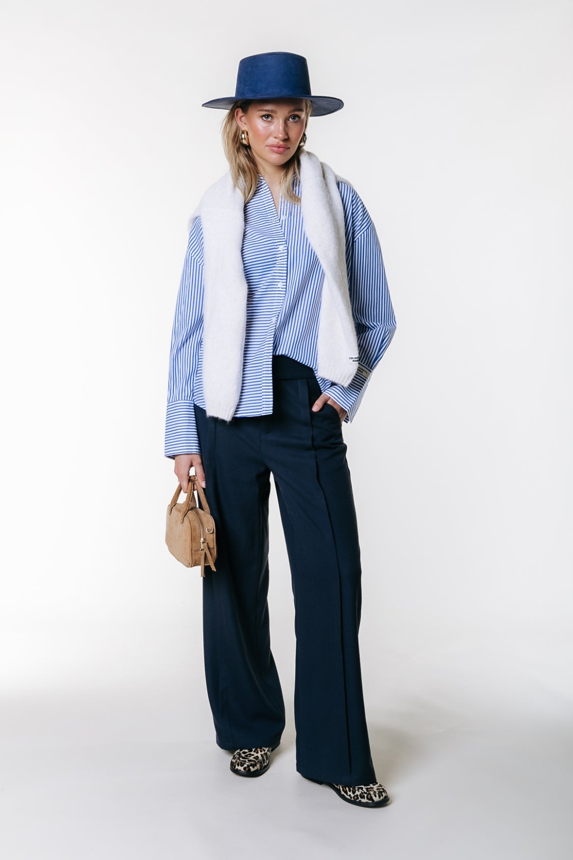 Giala Folded Hem Slouchy Pant | Deep blue