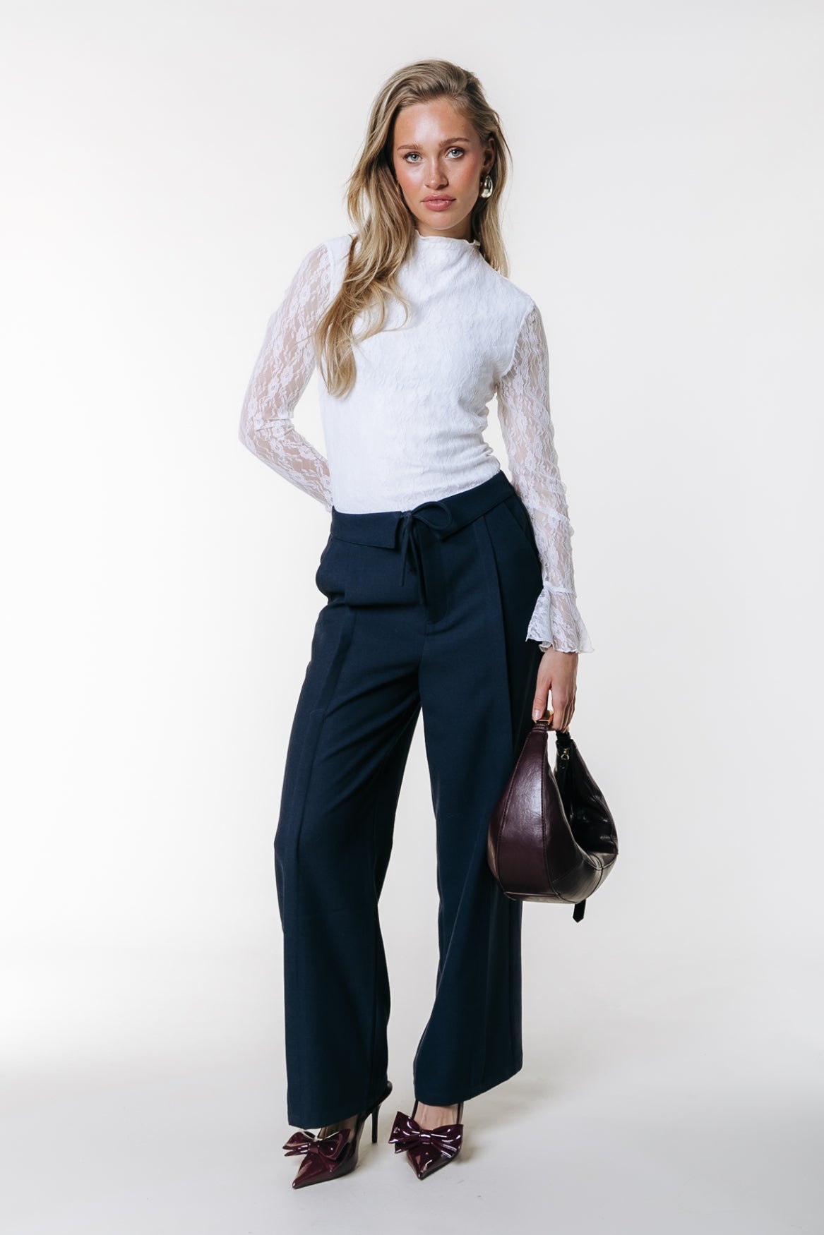 Giala Folded Hem Slouchy Pant | Deep blue