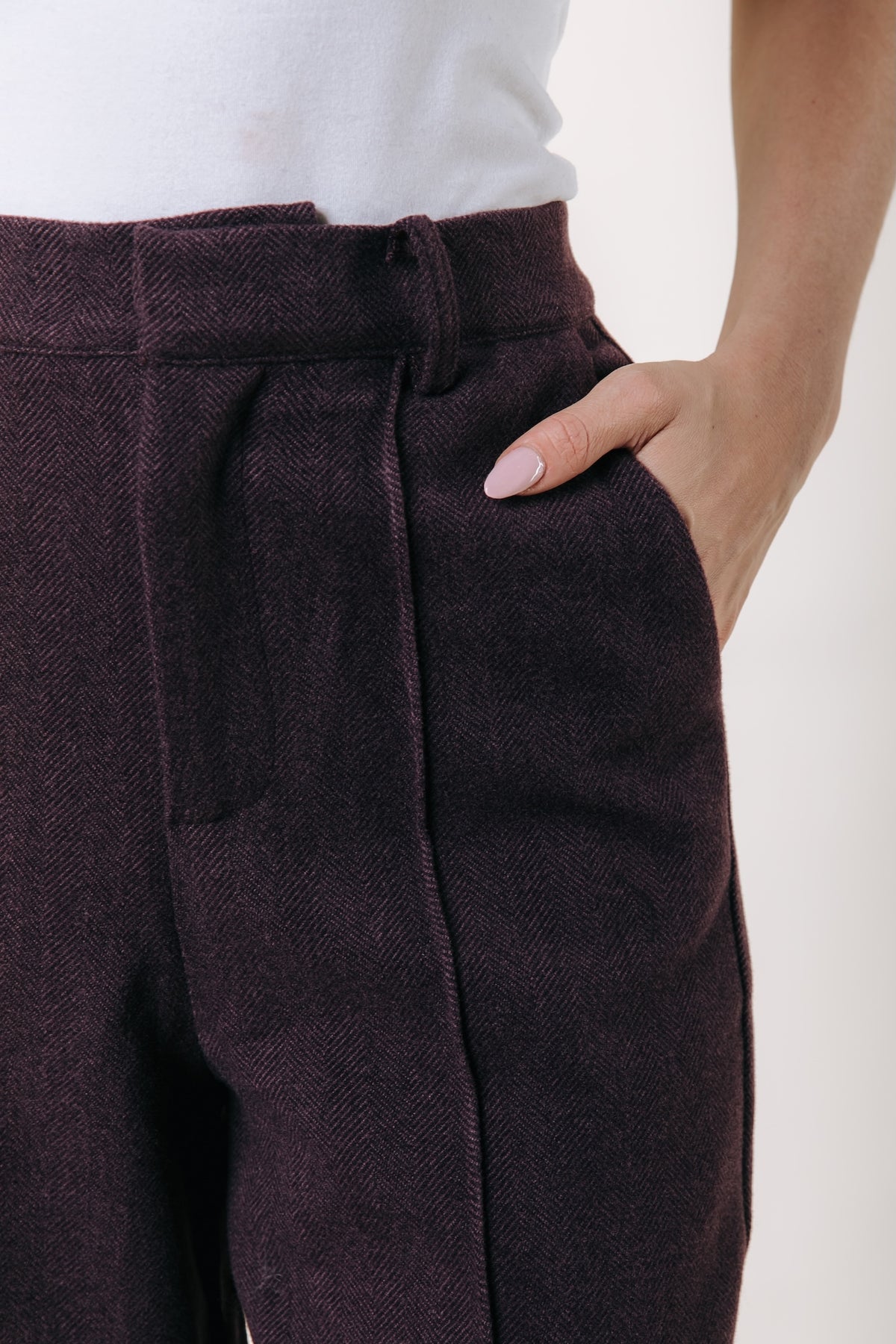Rus Herringbone Tailored Pants | Red