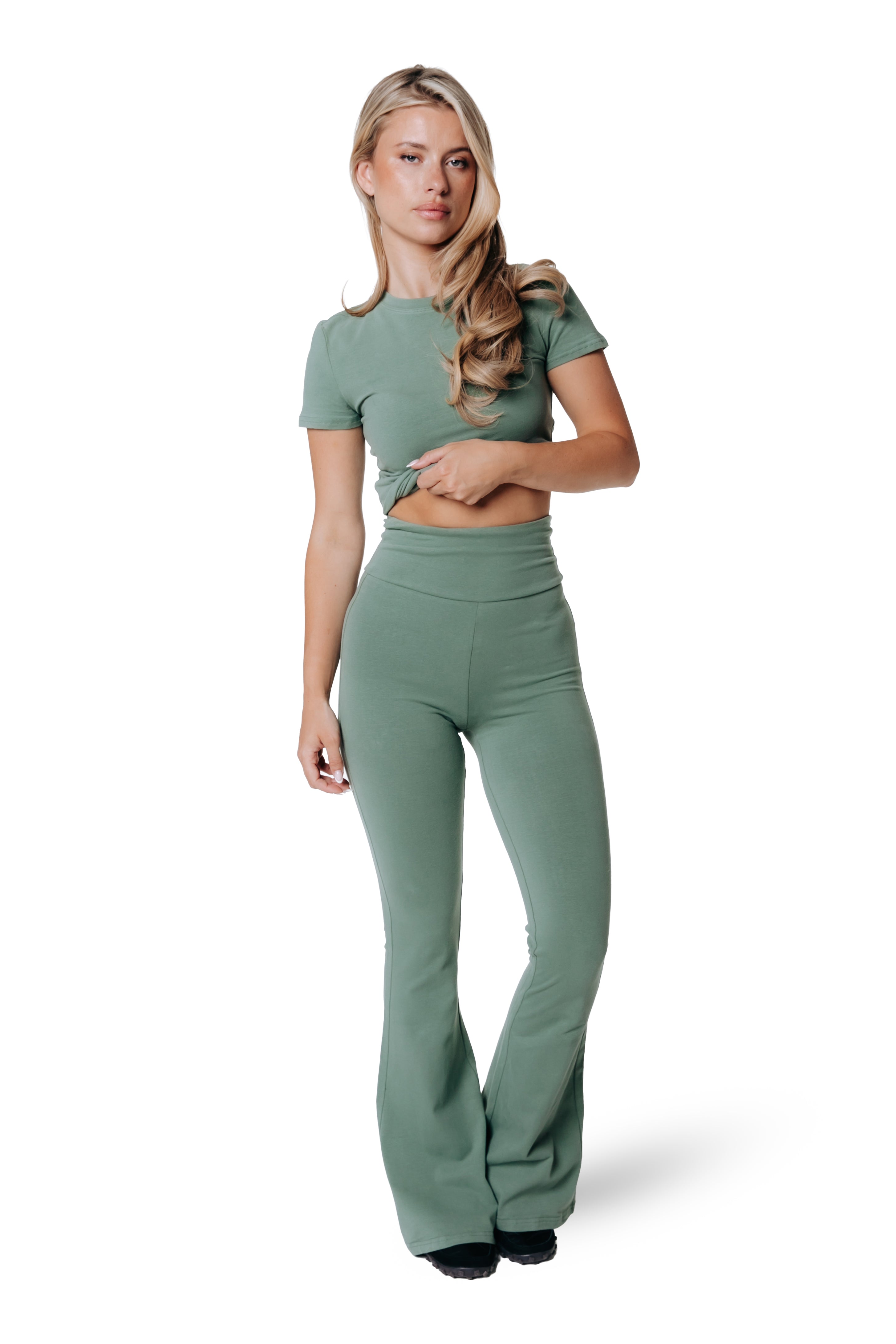 Fitted Flare Pants | Olive Green <!-- text -->  <!-- US -->