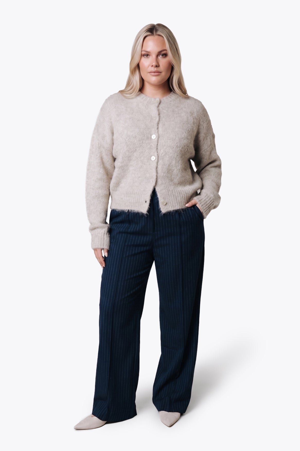 Rus Pinstripe Pants | Dark blue