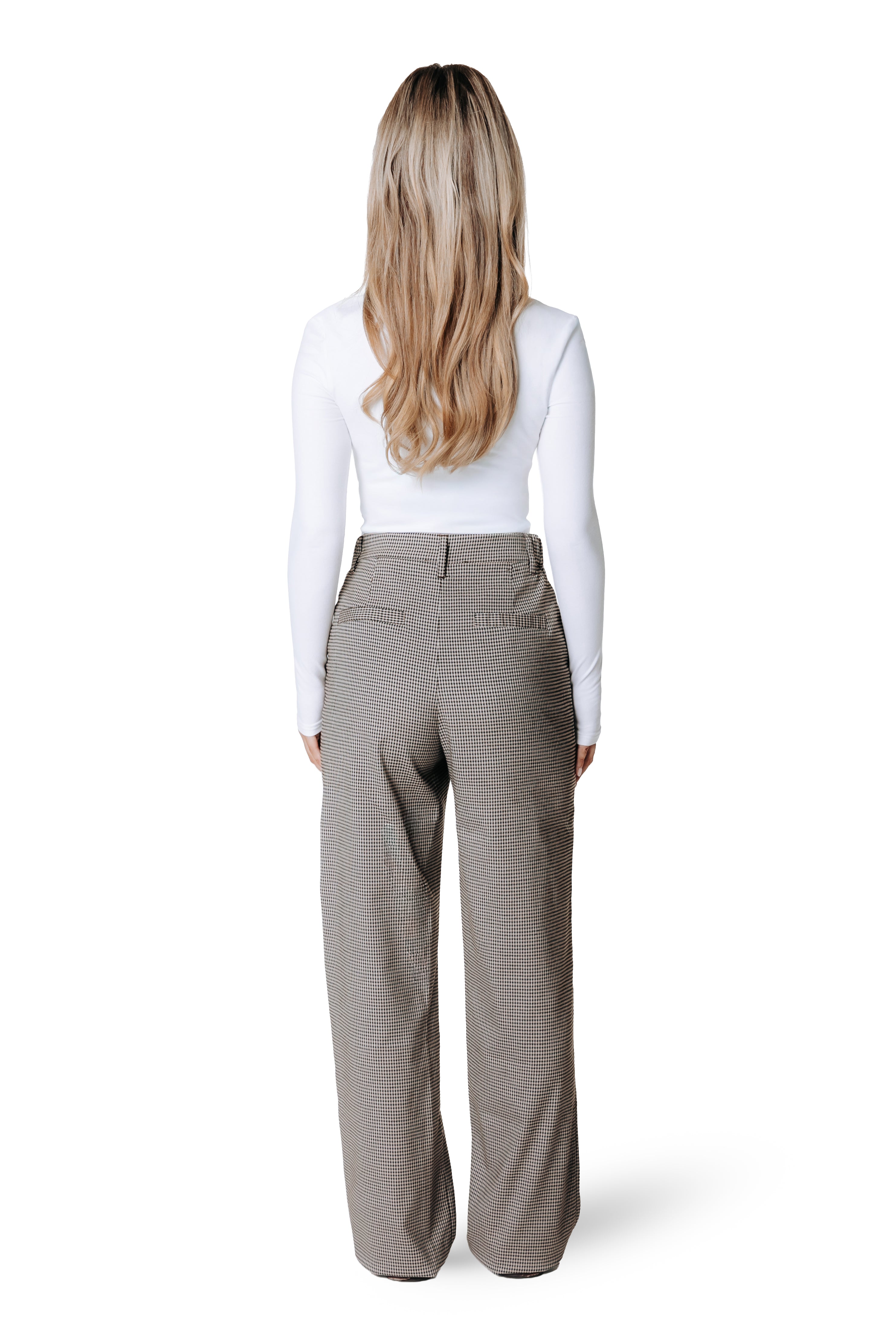 Rus Dogtooth Straight Pants | Light brown