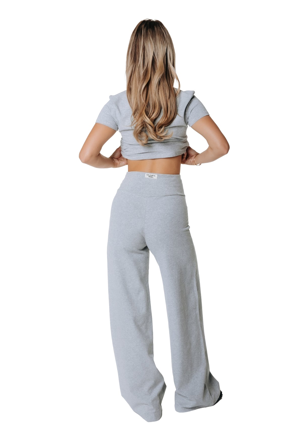 Wide Leg Pants | Medium grey melange