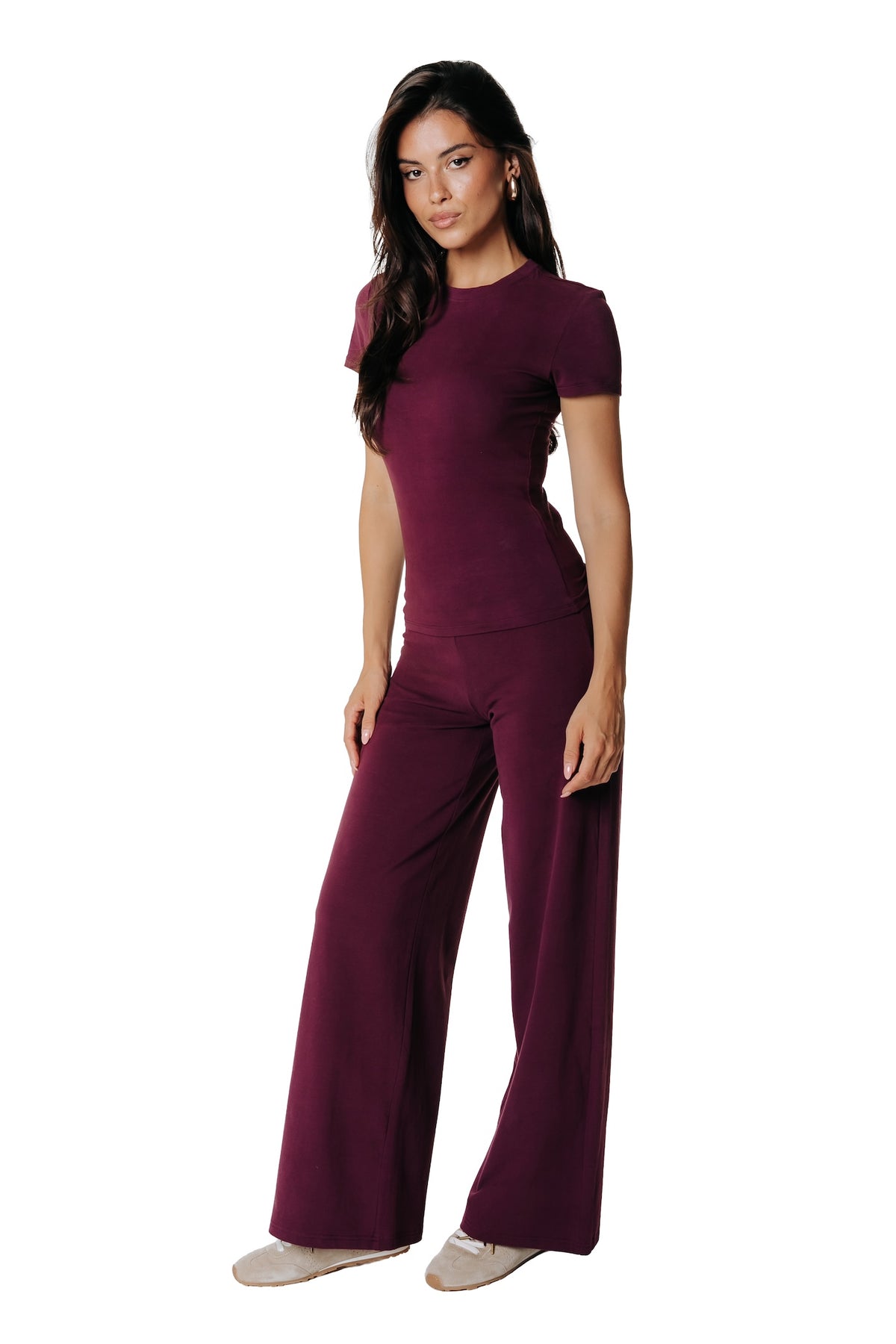 Wide Leg Pants | Merlot Red