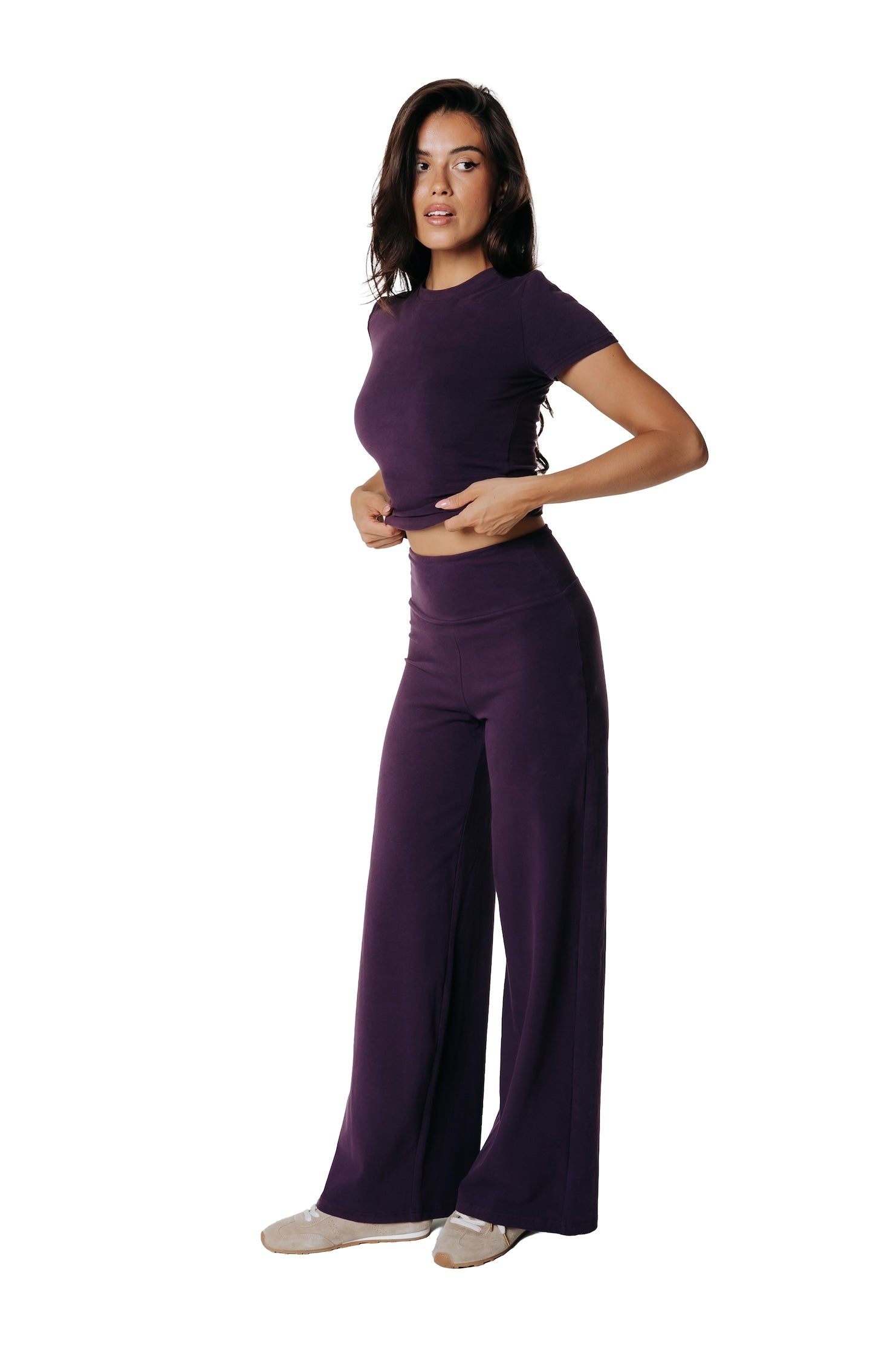 Wide Leg Pants | Dark purple