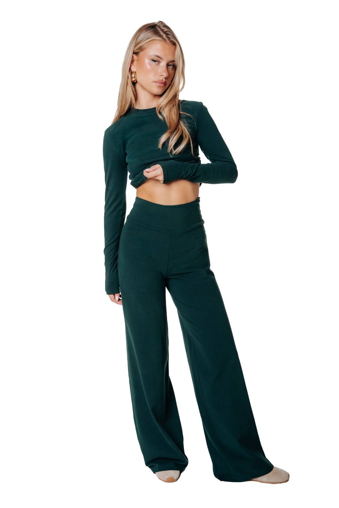 Wide Leg Pants | Forest Green