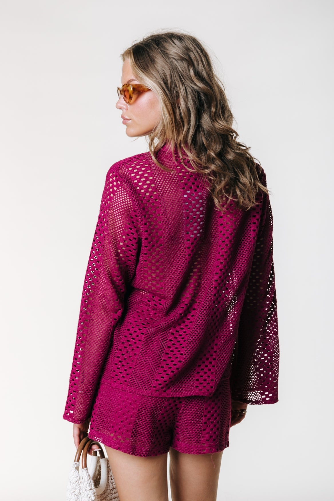 Norah Crochet-Shorts | Tiefes Burgund