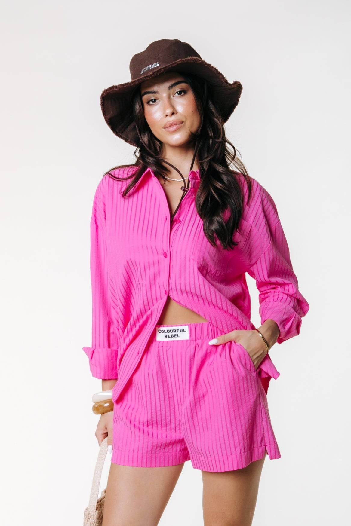 Lyn Streifen-Short | Leuchtend Pink