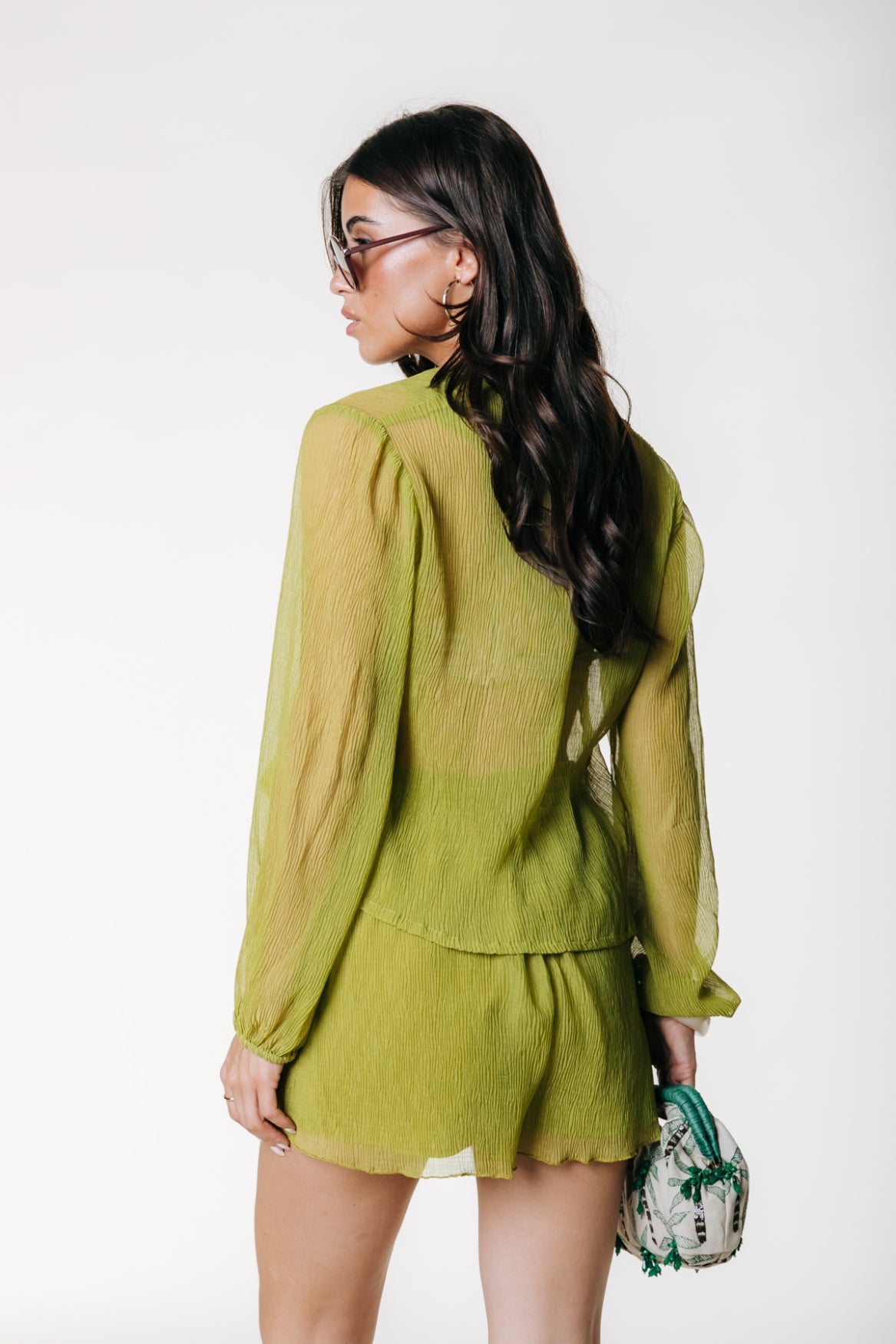Linny Structure Shorts | Pickle green
