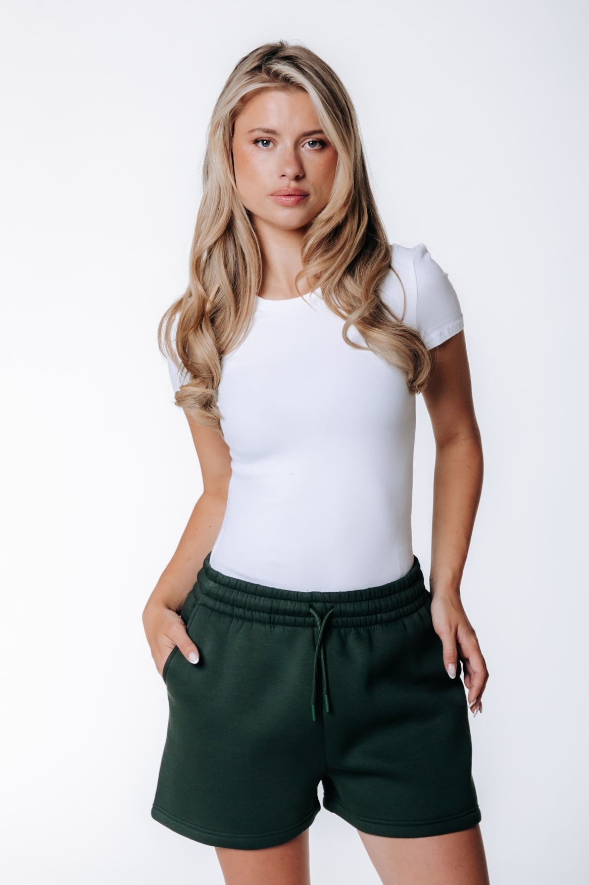 Label Sweatshorts | Dark green