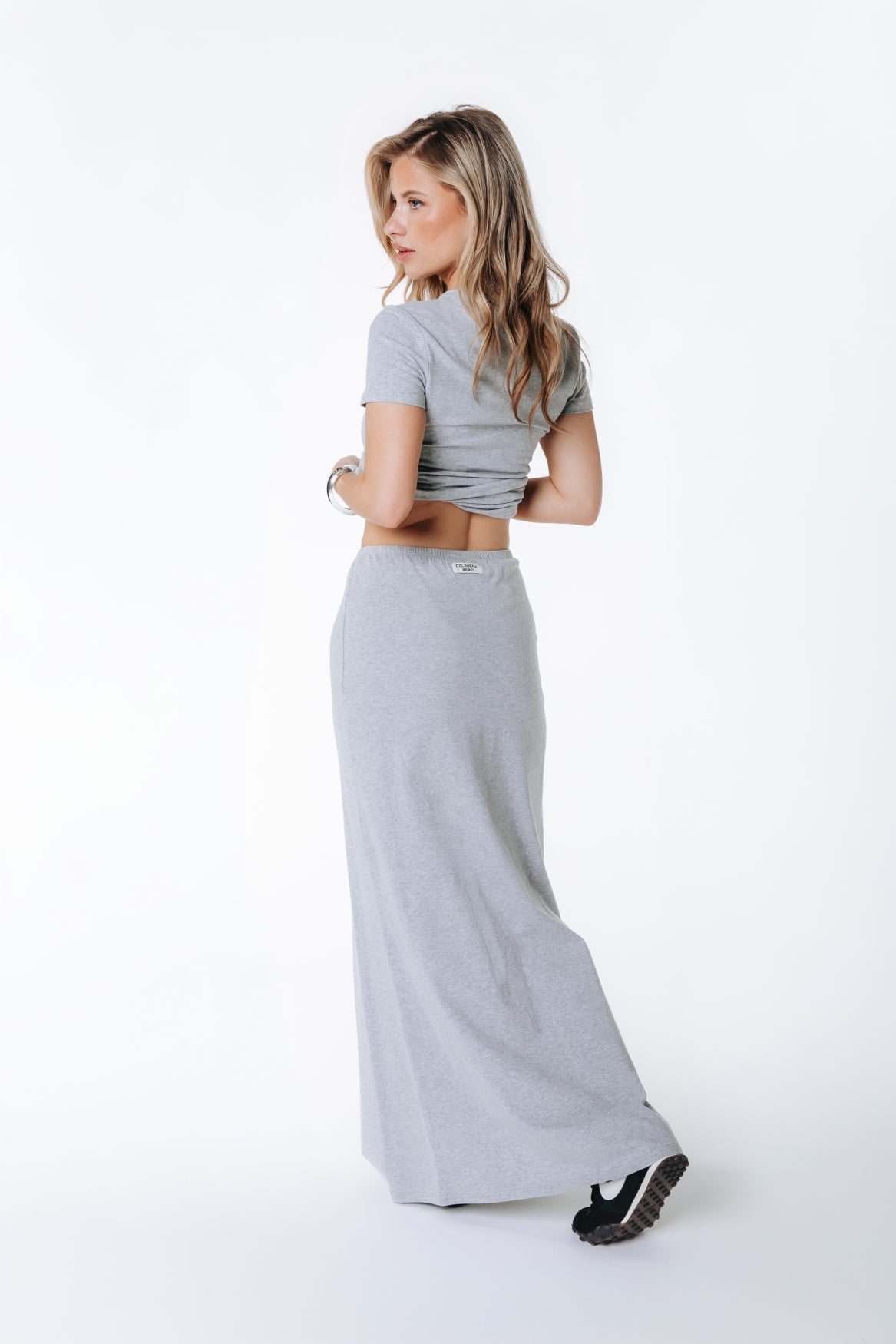 Fitted Maxi Skirt | Medium grey melange