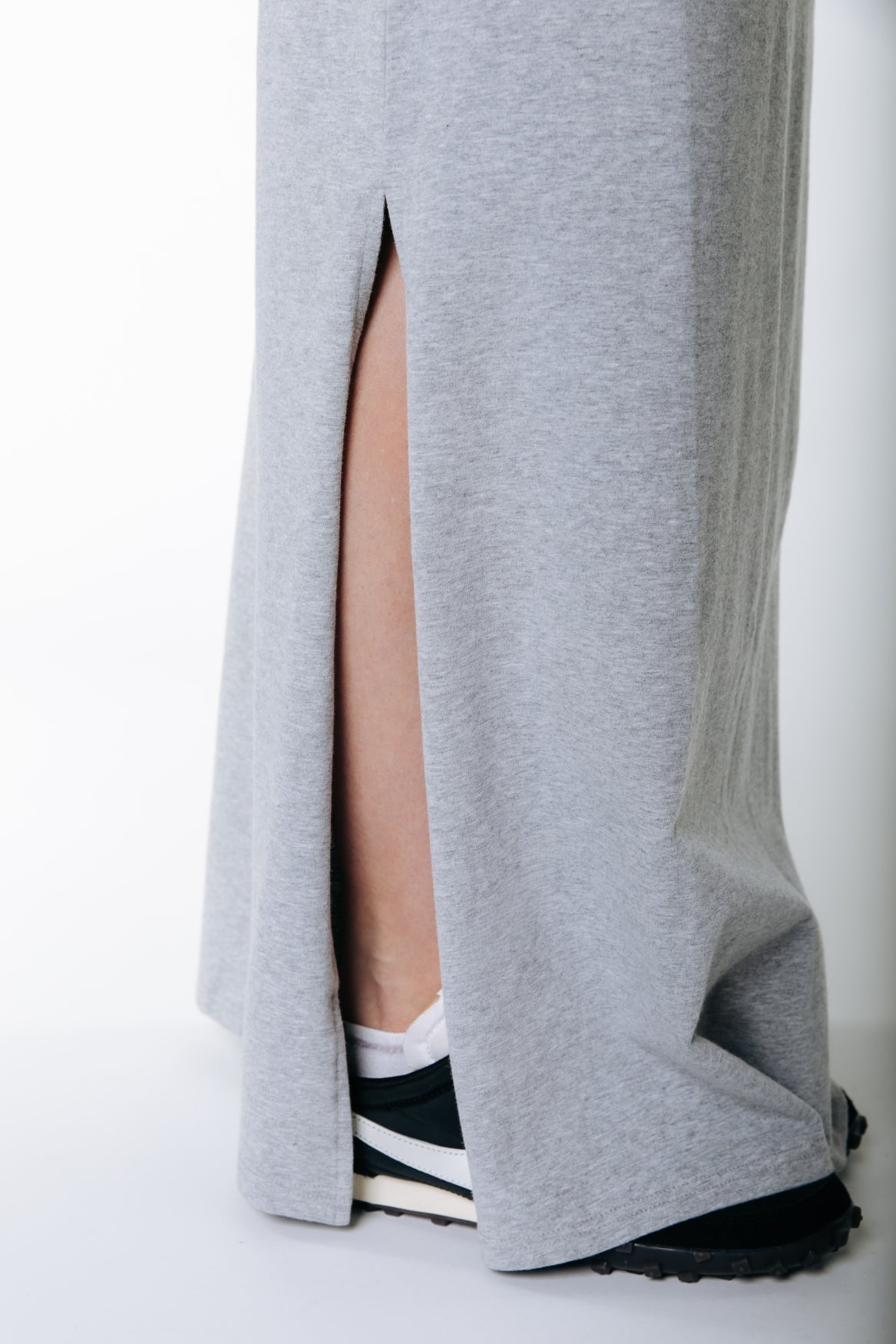 Fitted Maxi Skirt | Medium grey melange