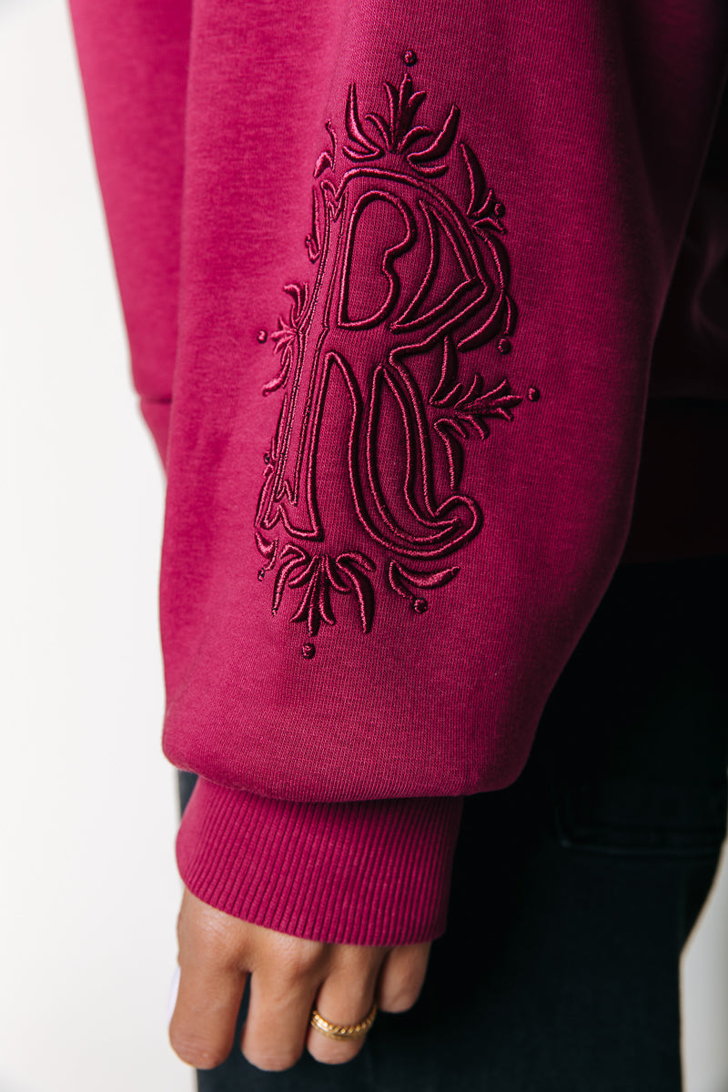 Ärmel-Embro-Sweatshirt | Bordeaux
