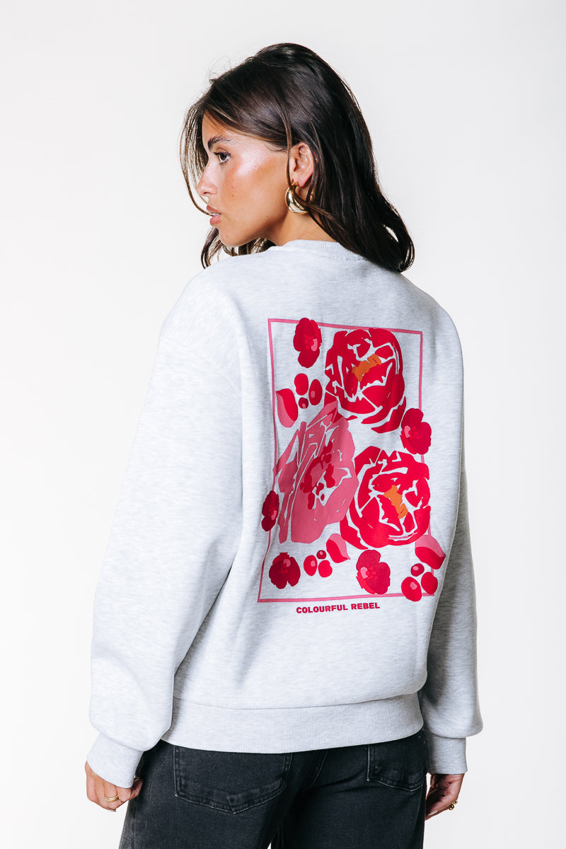 Flower Square Sweat | Light grey melange