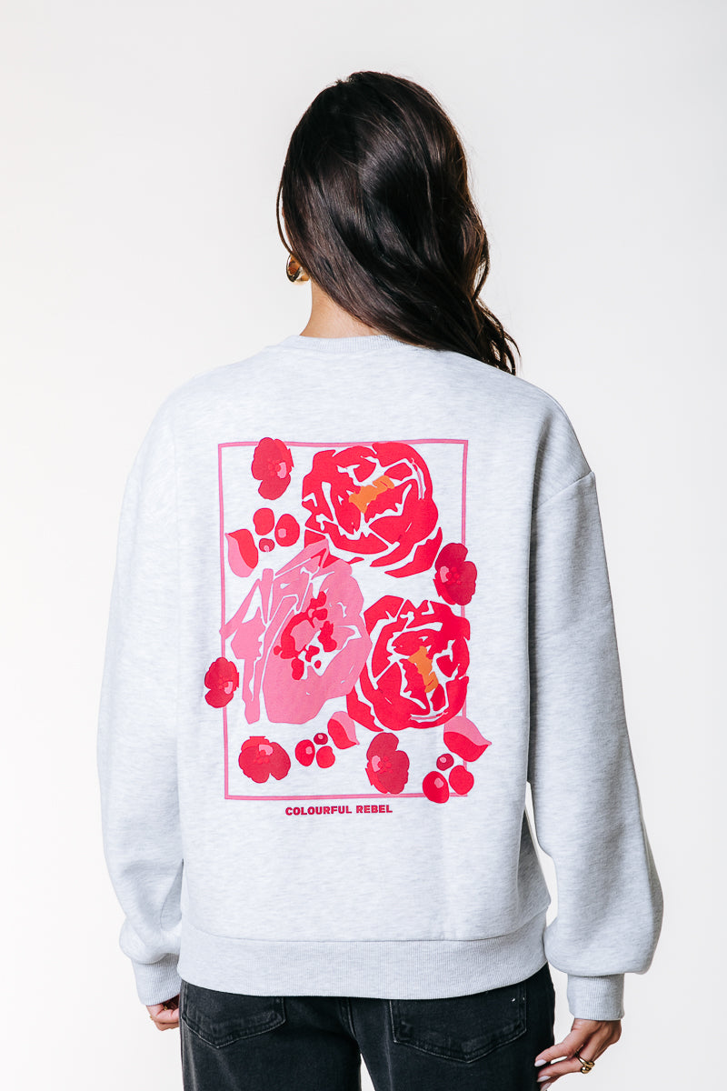 Flower Square Sweat | Light grey melange