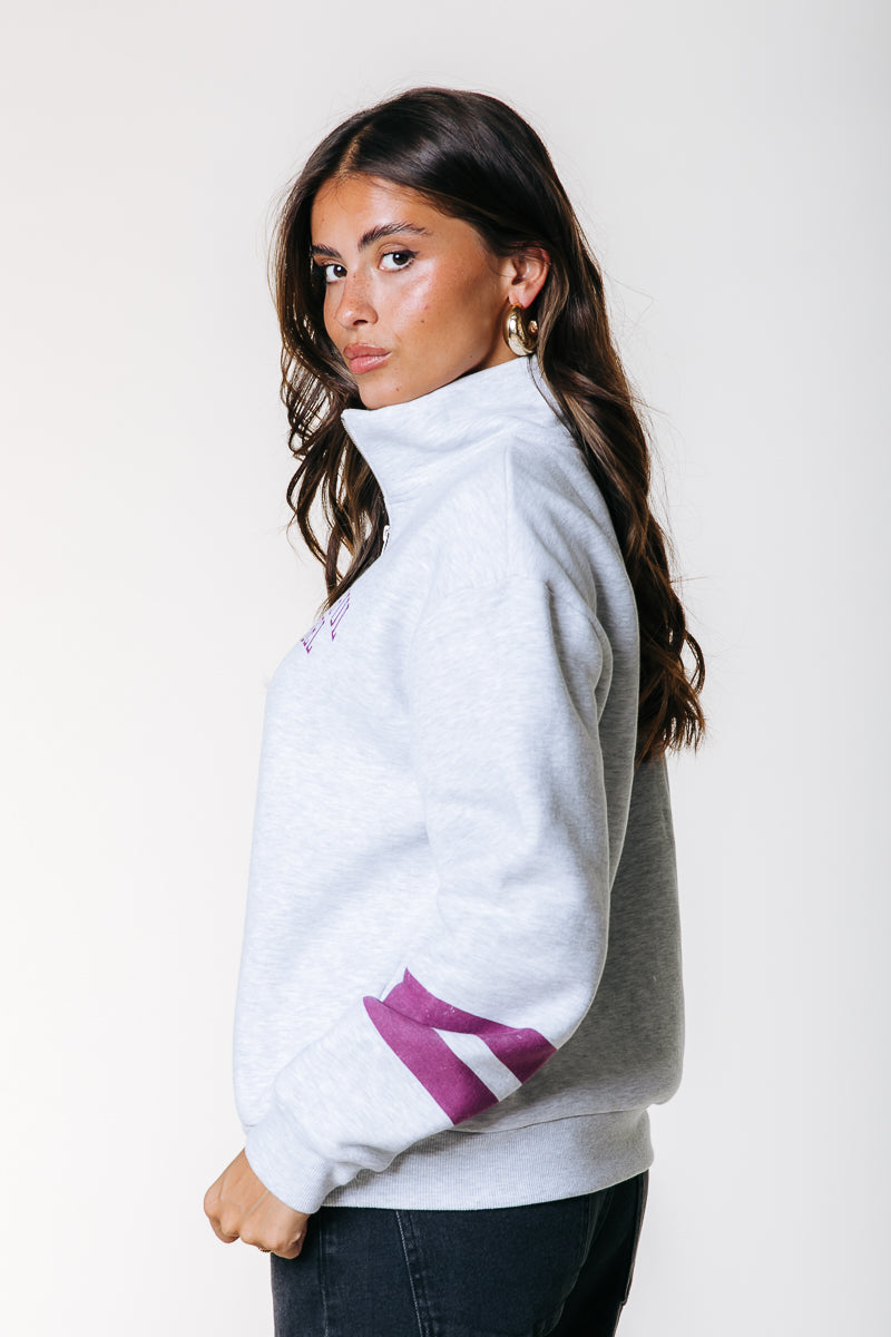 Varsity Zip Sweat | Light gray blend