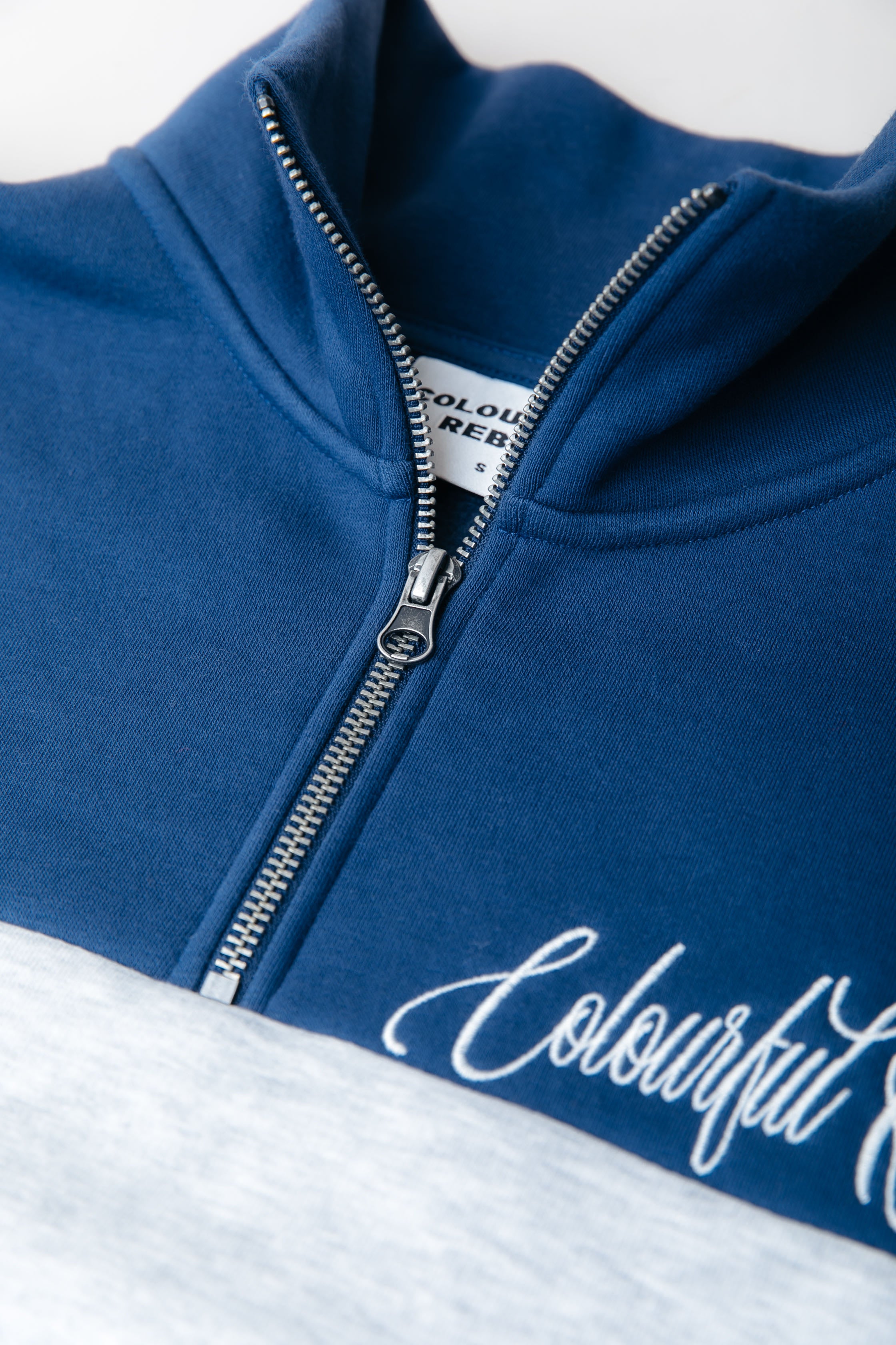 Colourblock-Sweatshirt mit Reißverschluss | Tiefes Kobaltblau