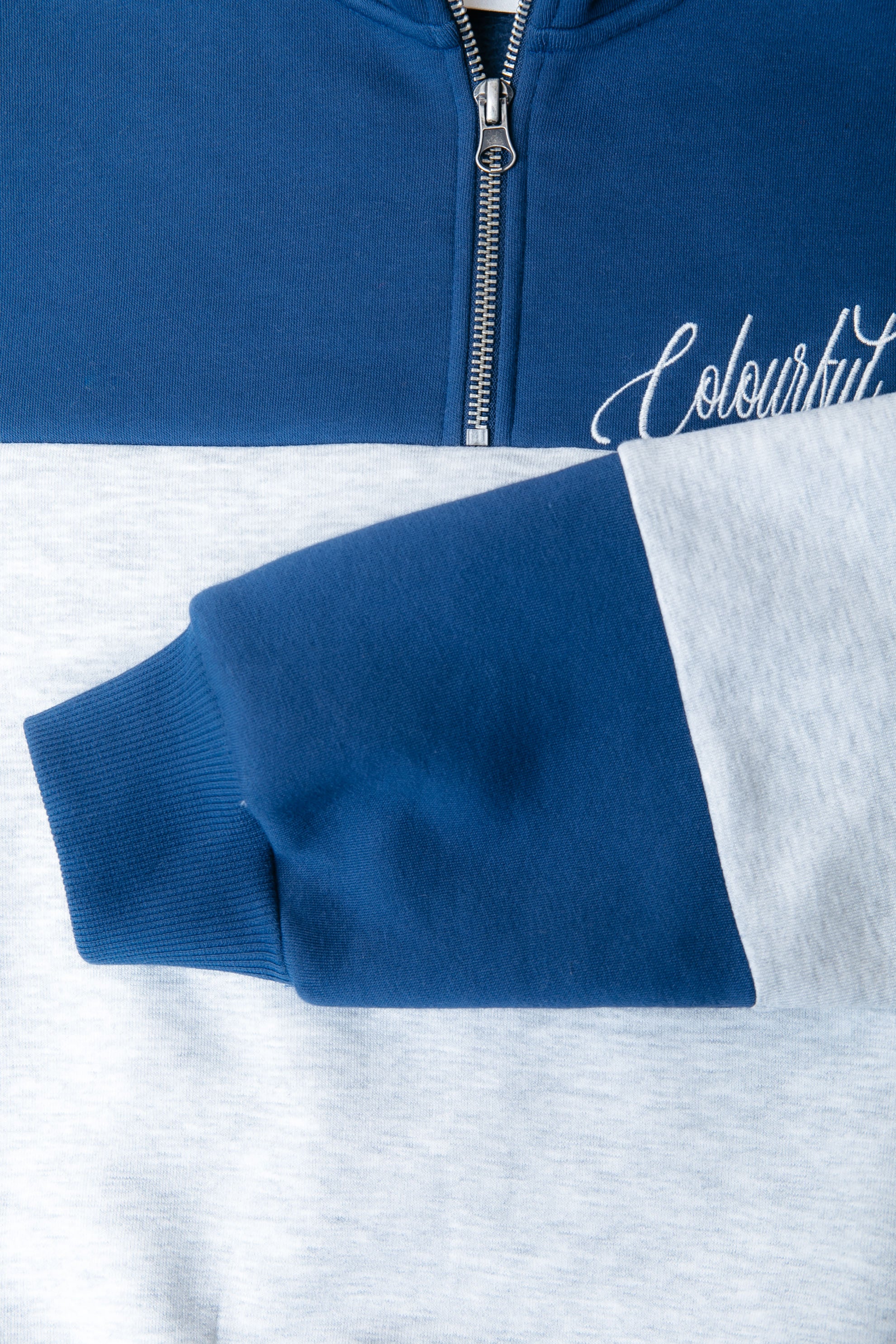 Colourblock-Sweatshirt mit Reißverschluss | Tiefes Kobaltblau