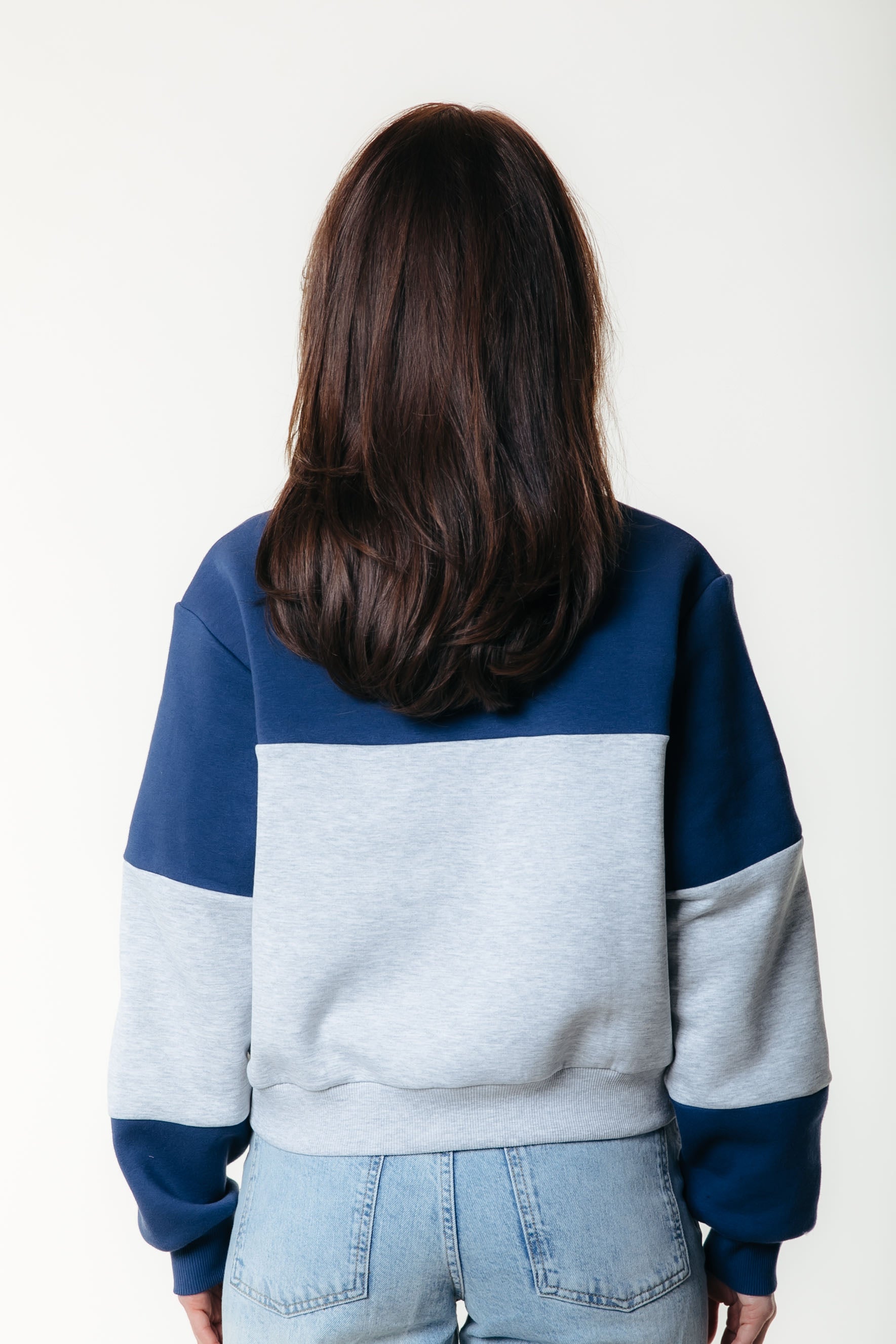 Colourblock Zip Sweat | Deep Cobalt