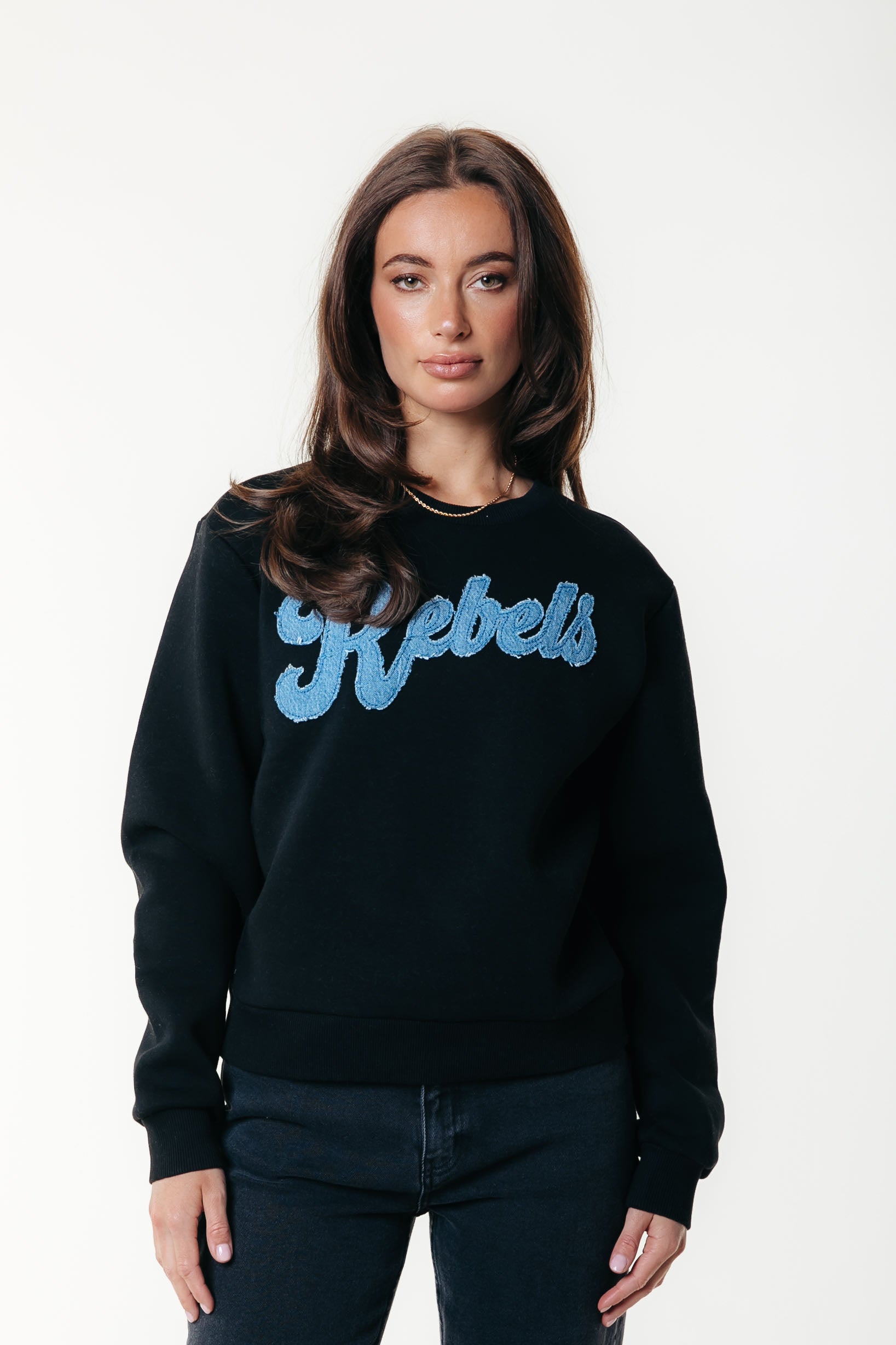 Denim Patch Sweat | Black