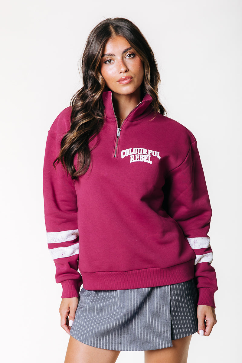 Varsity Zip Sweatshirt | Bordeaux
