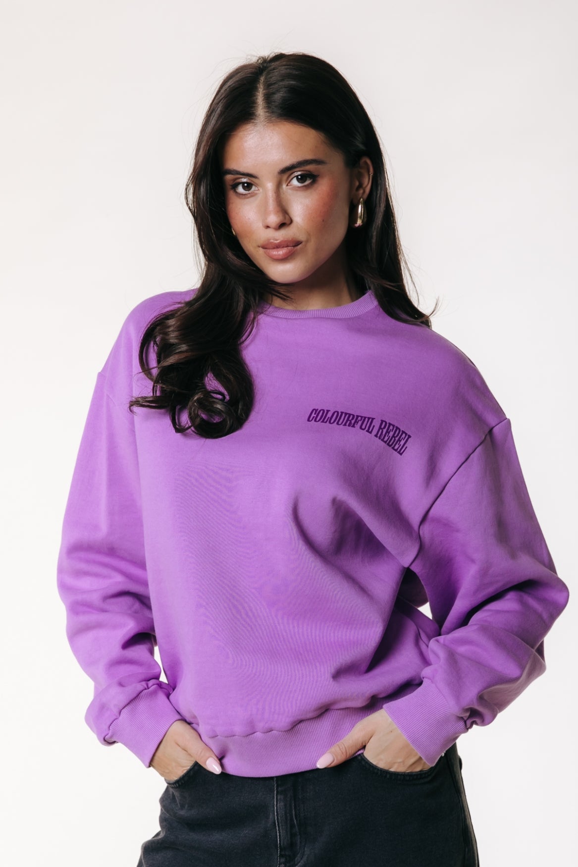 Colorful Rebel Dropped Shoulder Sweatshirt | Soft Purple