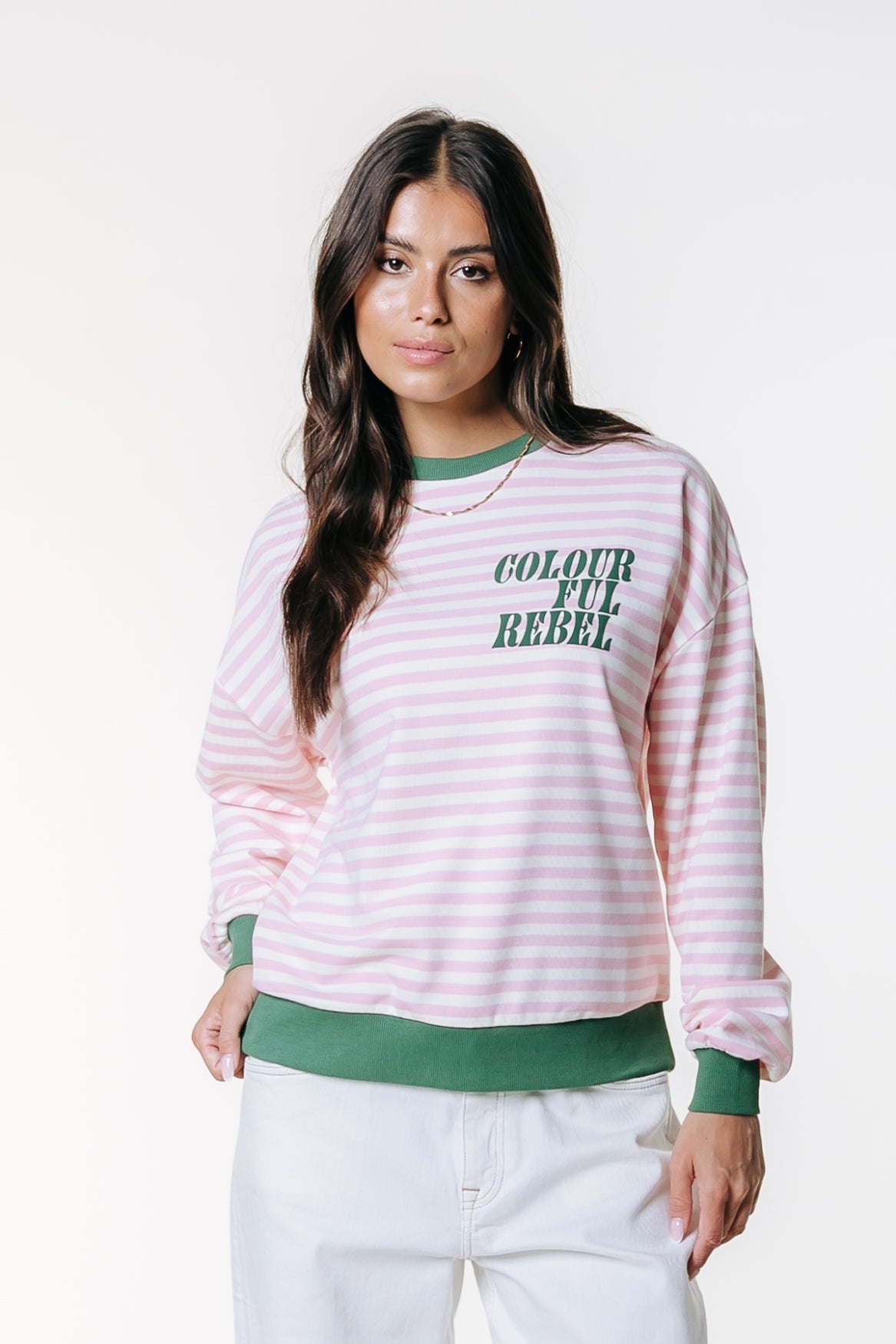 Contrast Cuff Sweat | Pink