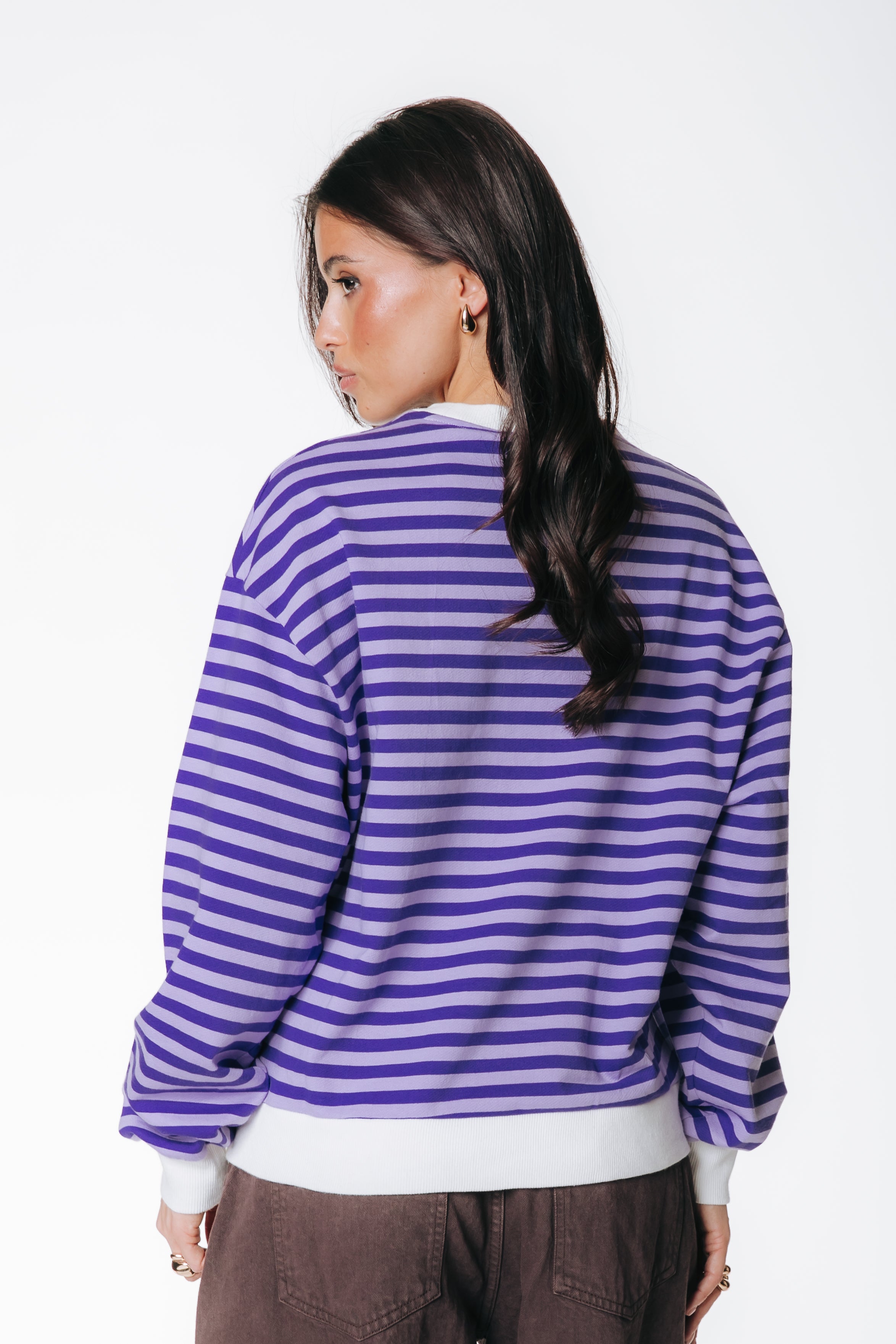 Logo Striped Sweat | Purple