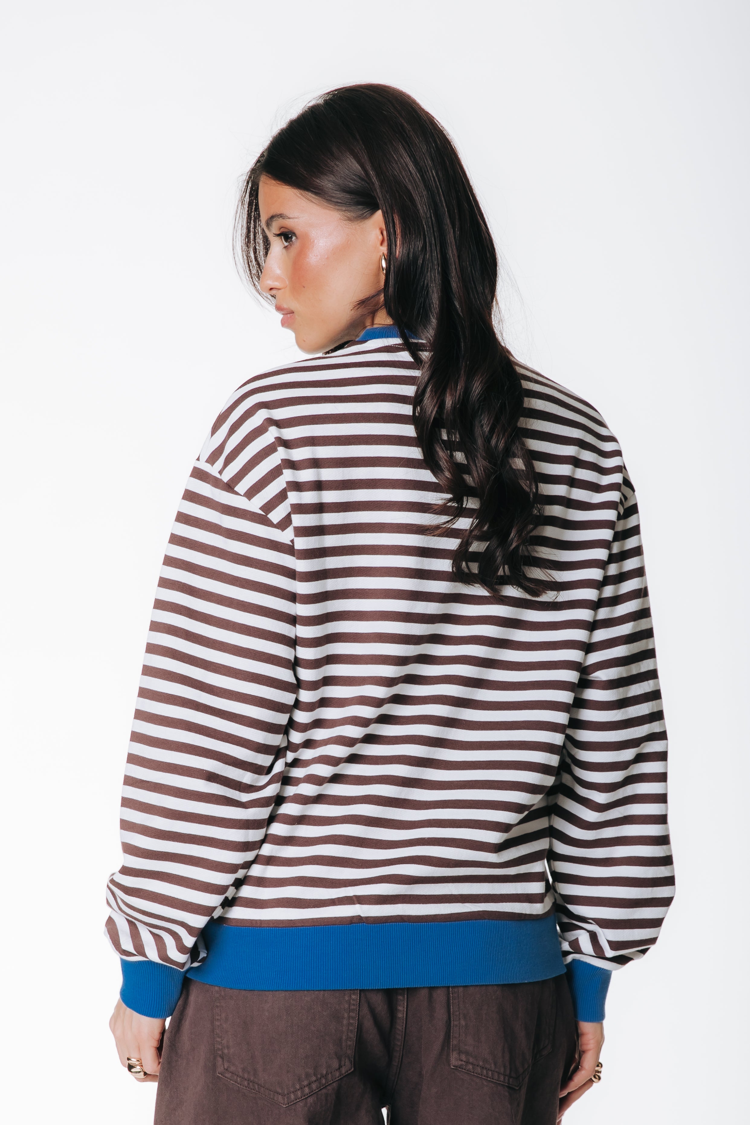 Logo Striped Sweat | Brown