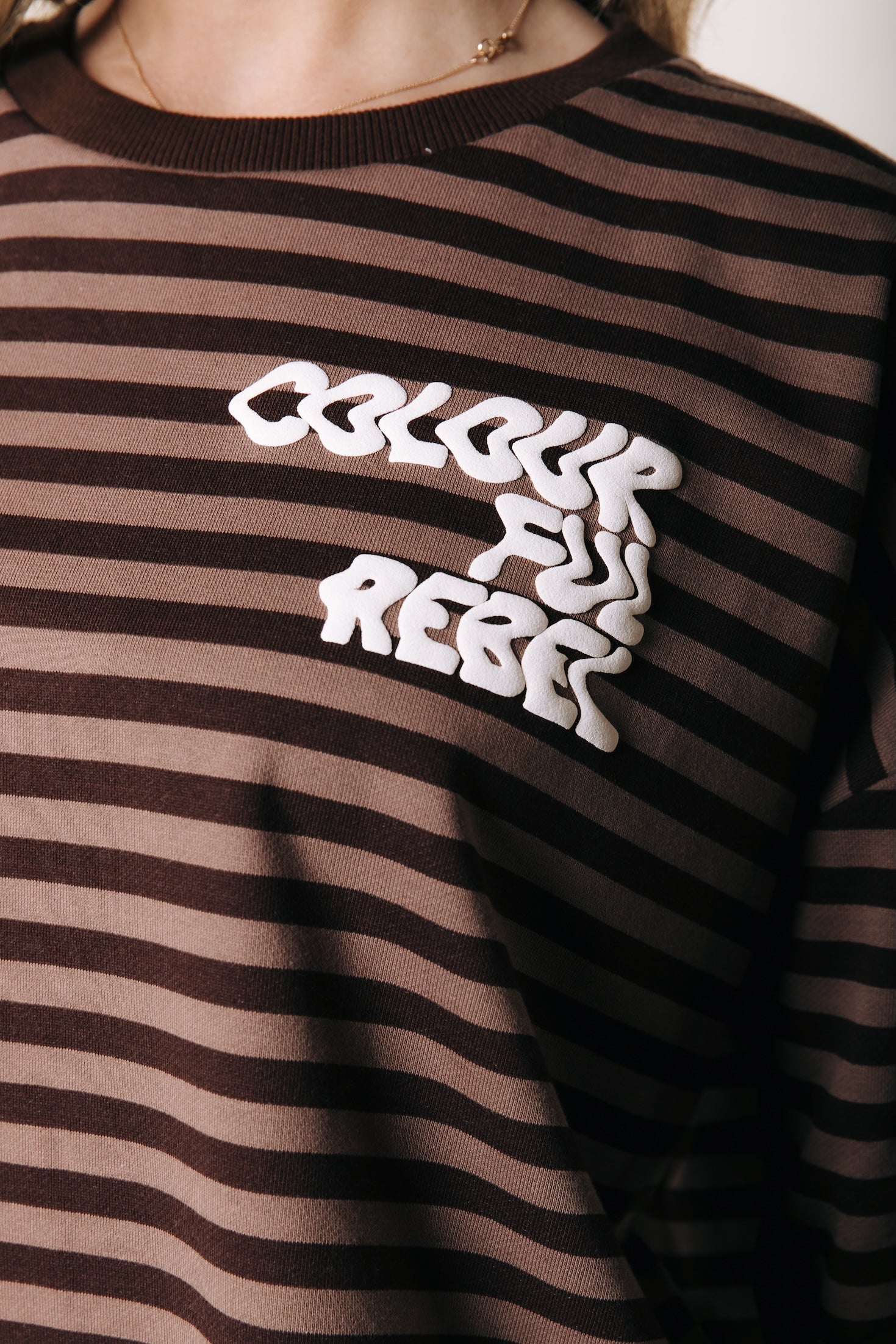 Striped Wavy Logo Longsleeve | Brown/Brown