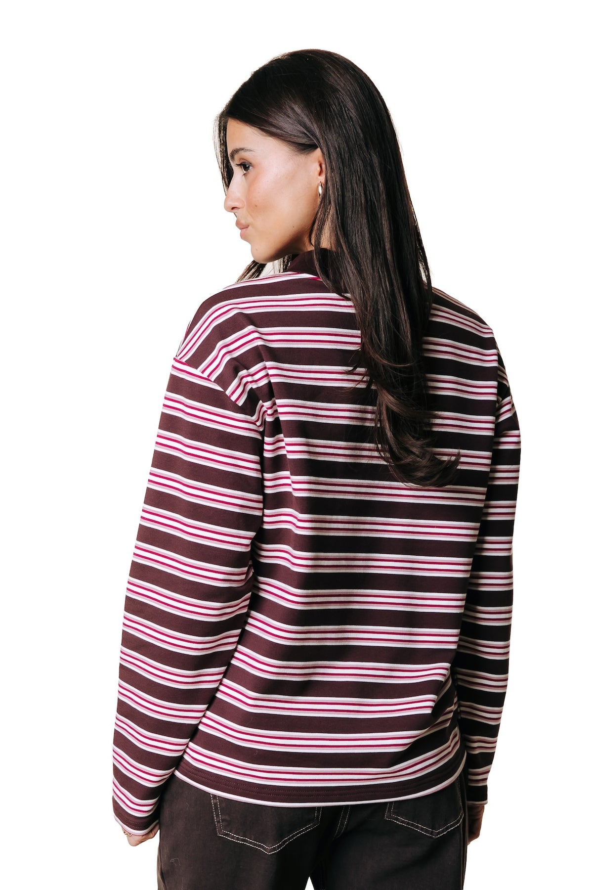 Langarmshirt mit Polokragen | Braun