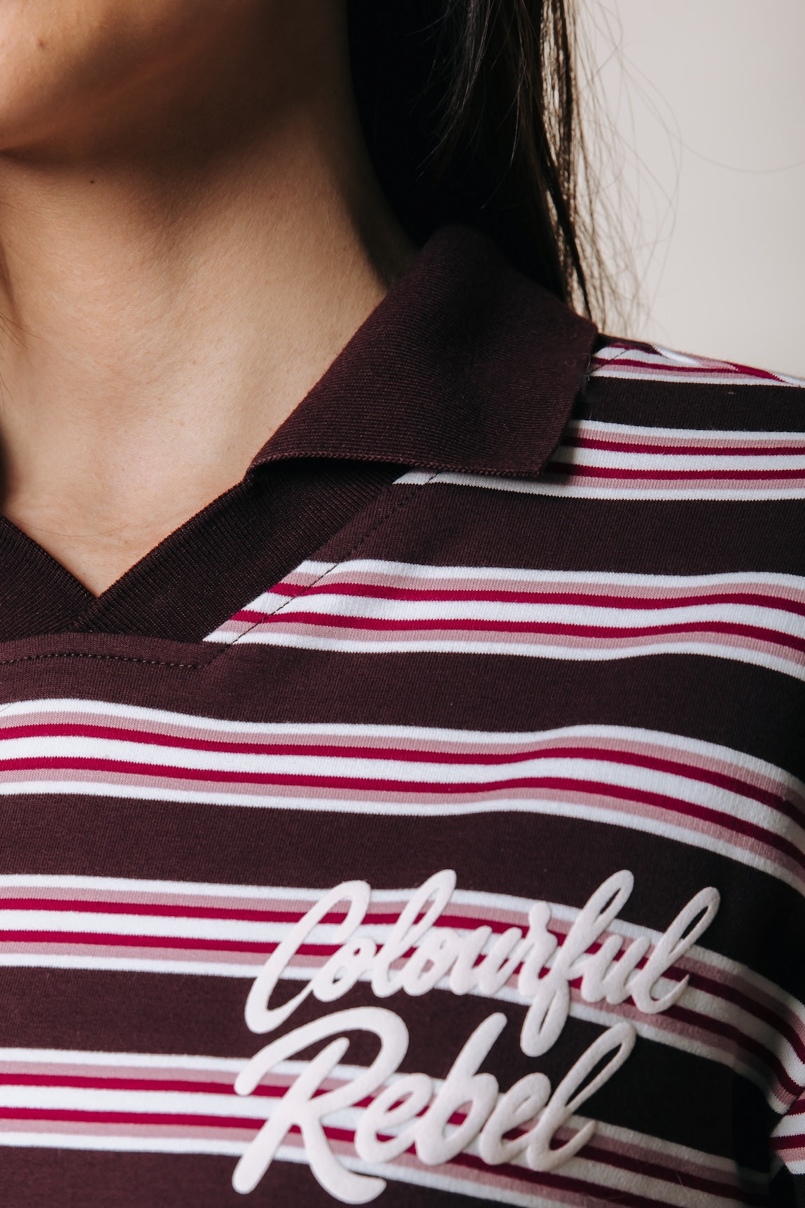 Langarmshirt mit Polokragen | Braun