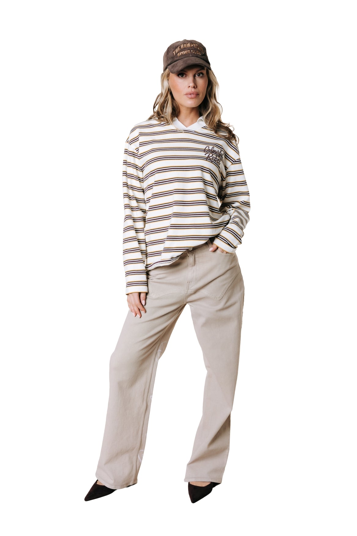 Sport Collar Striped Longsleeve | Off white