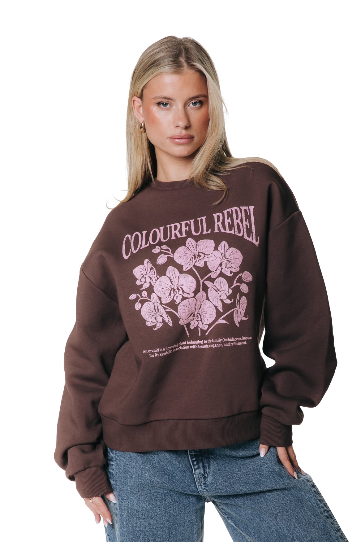 Flower Crack Print Sweat | Brown