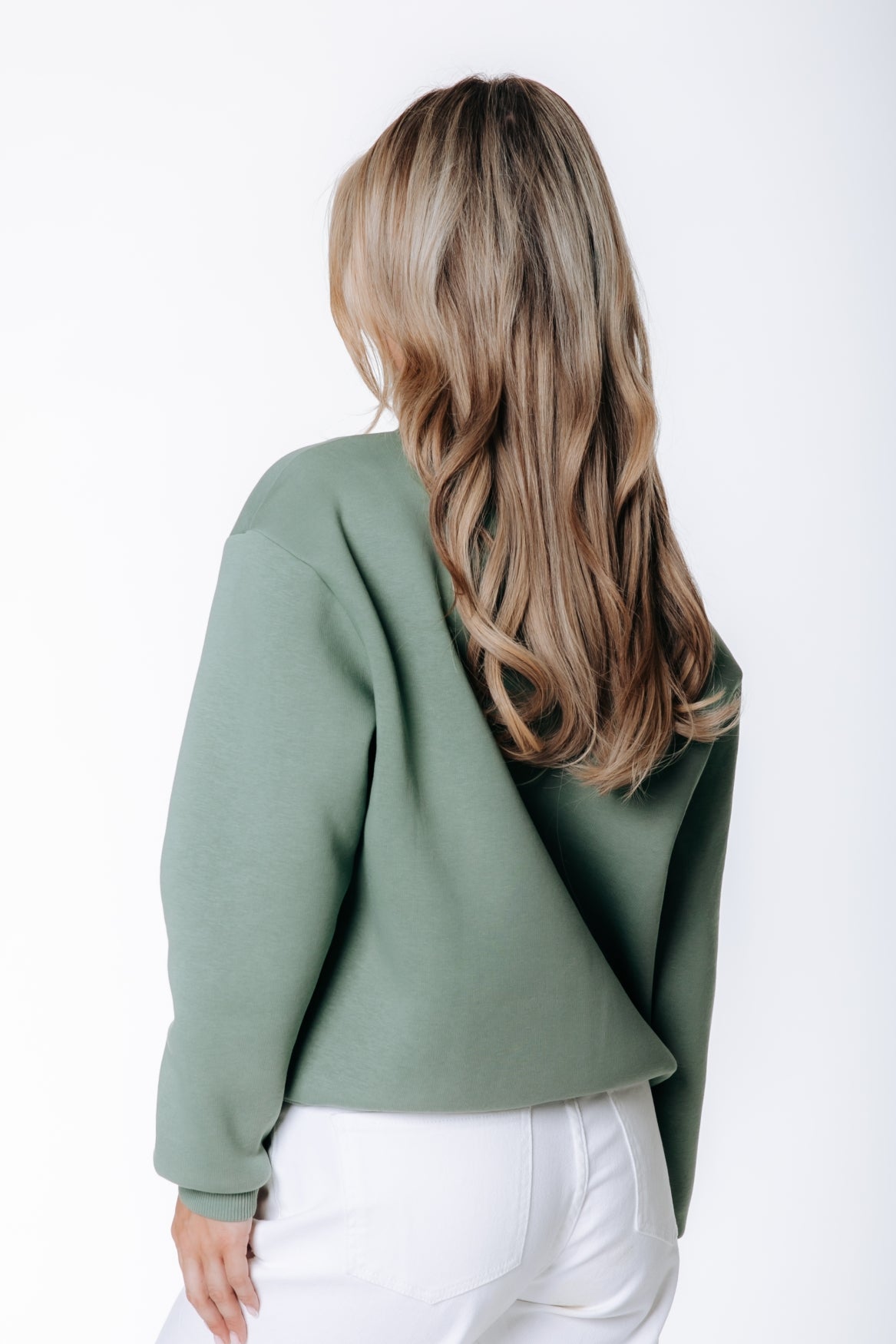 Label Zip Sweat | Olive Green