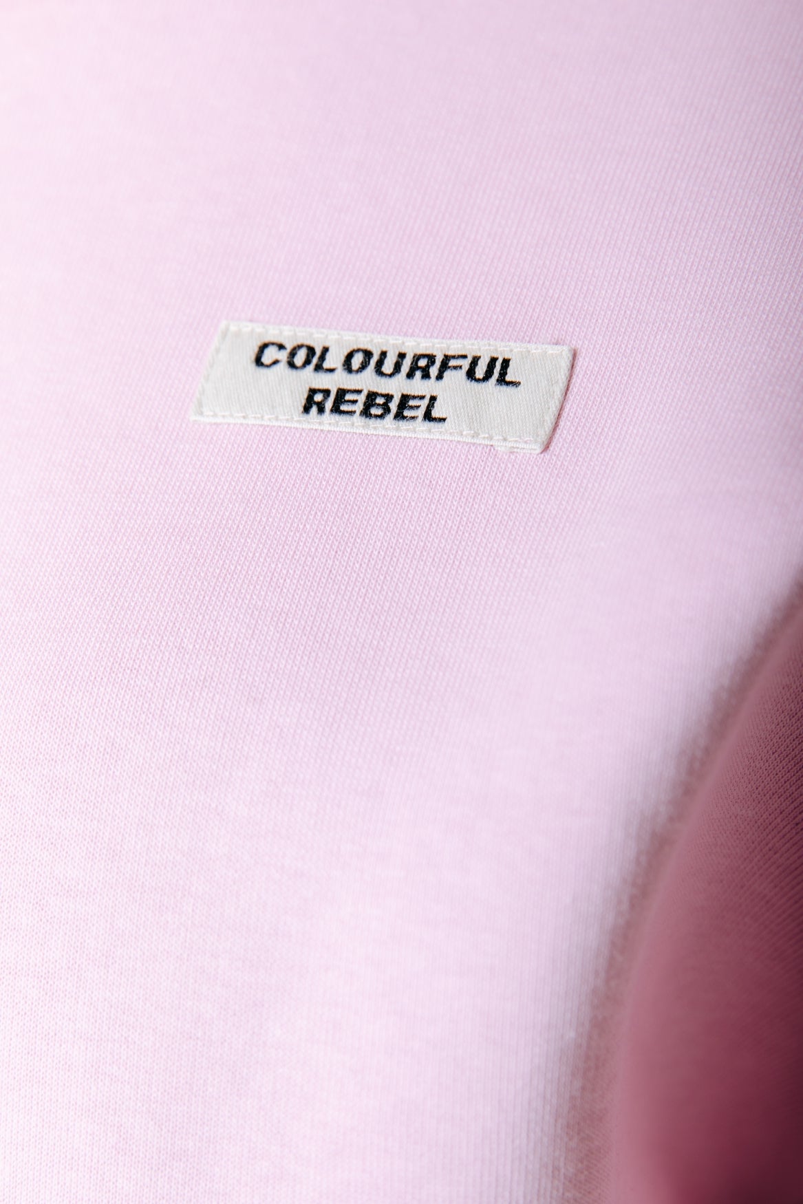 Uni Label Sweatshirt mit überschnittenen Schultern | Zartrosa