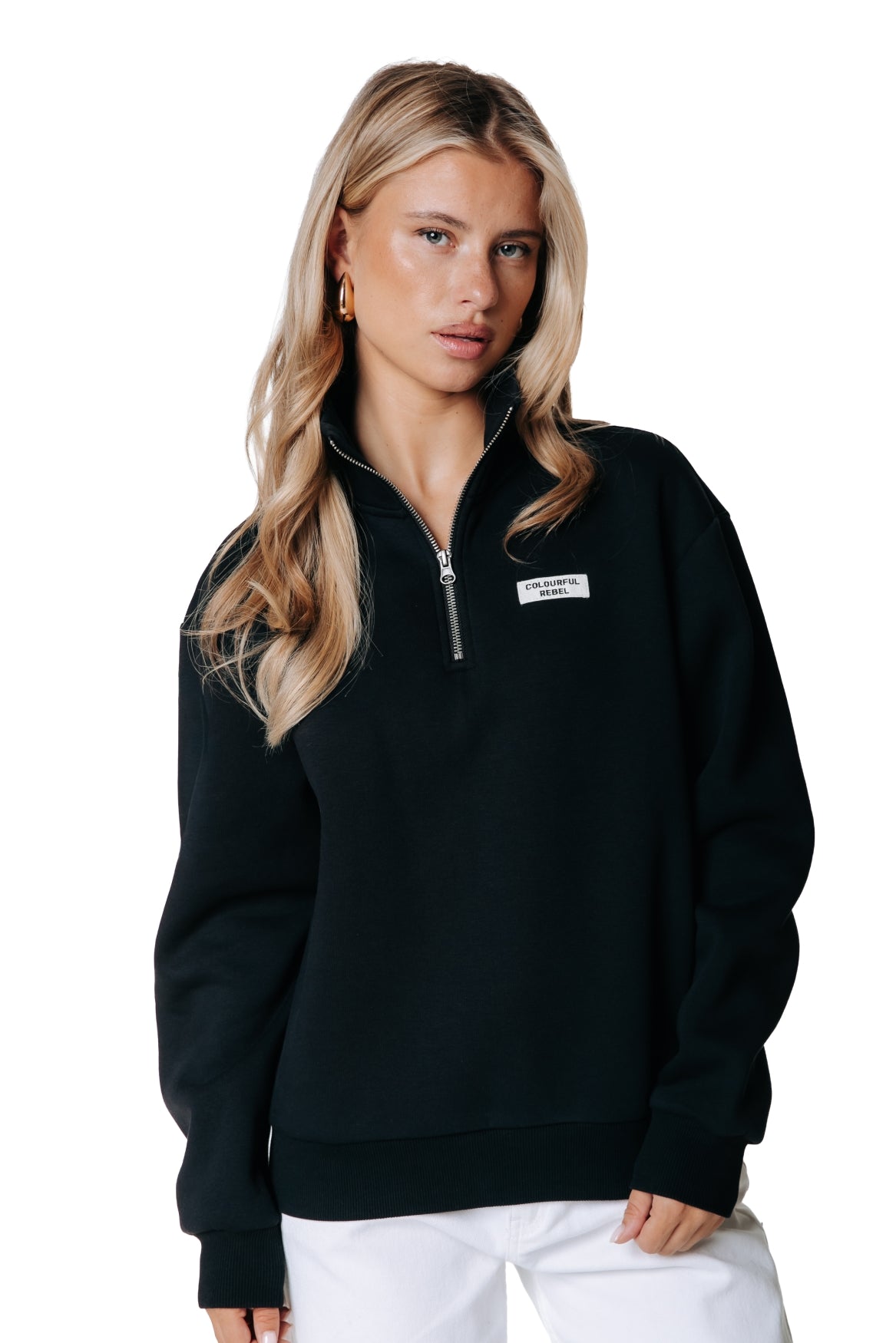 Label Zip Sweat | Black