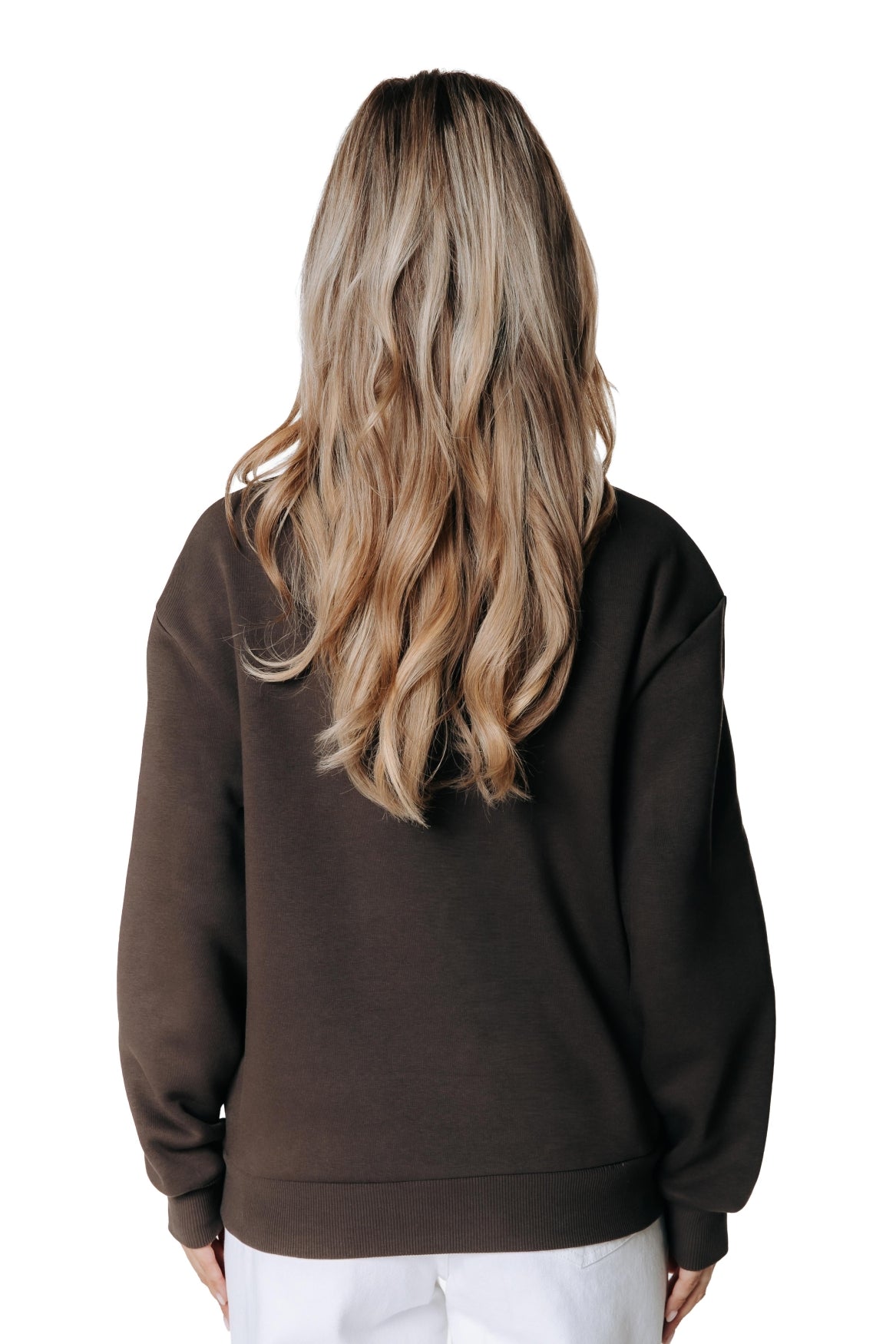 Label Zip Sweat | Brown