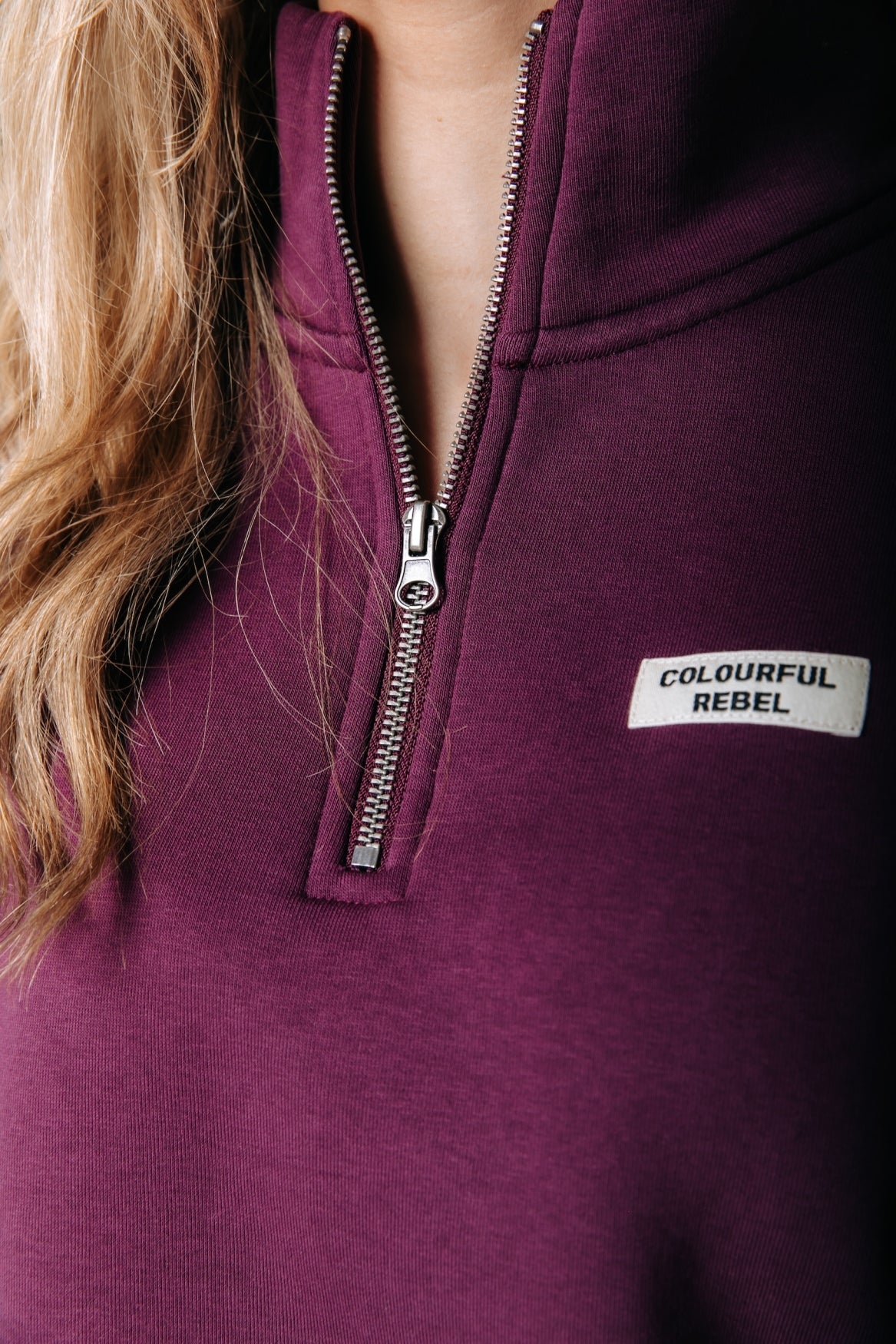 Uni Label Relaxed Zip Sweatshirt | Merlotrot