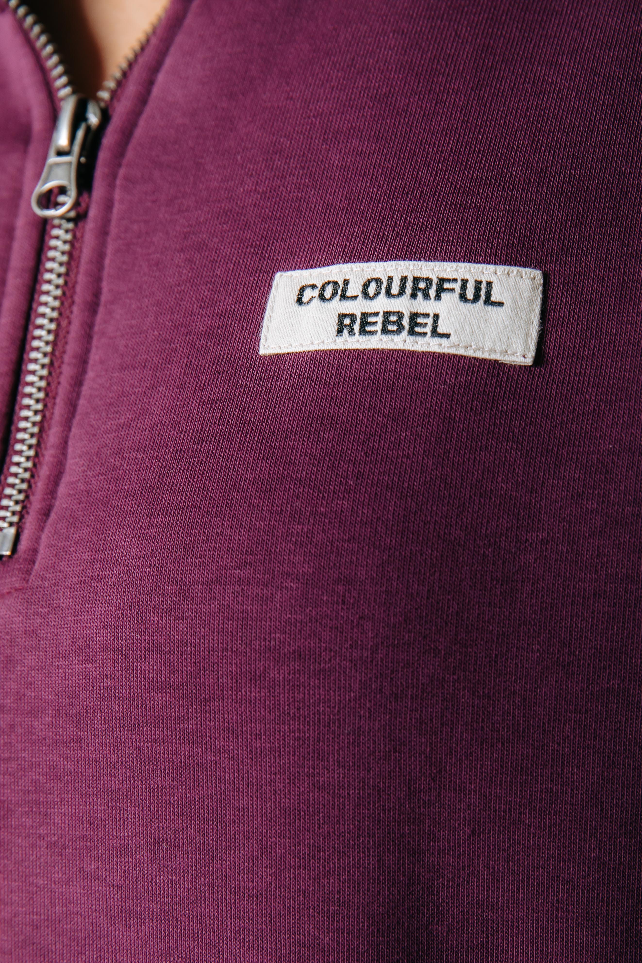 Label Zip Sweat | Merlot Red