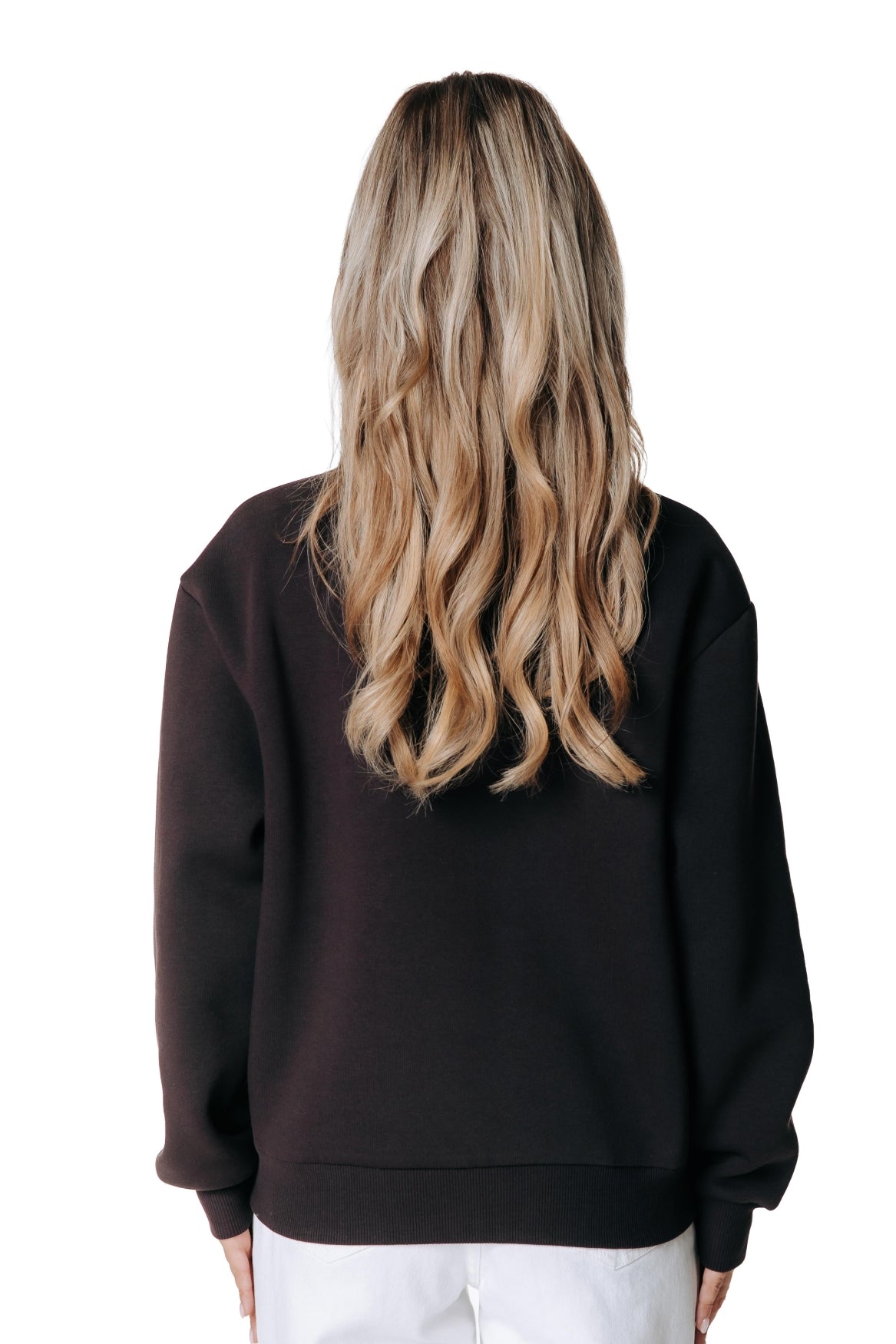 Label Zip Sweat | Darkest Brown