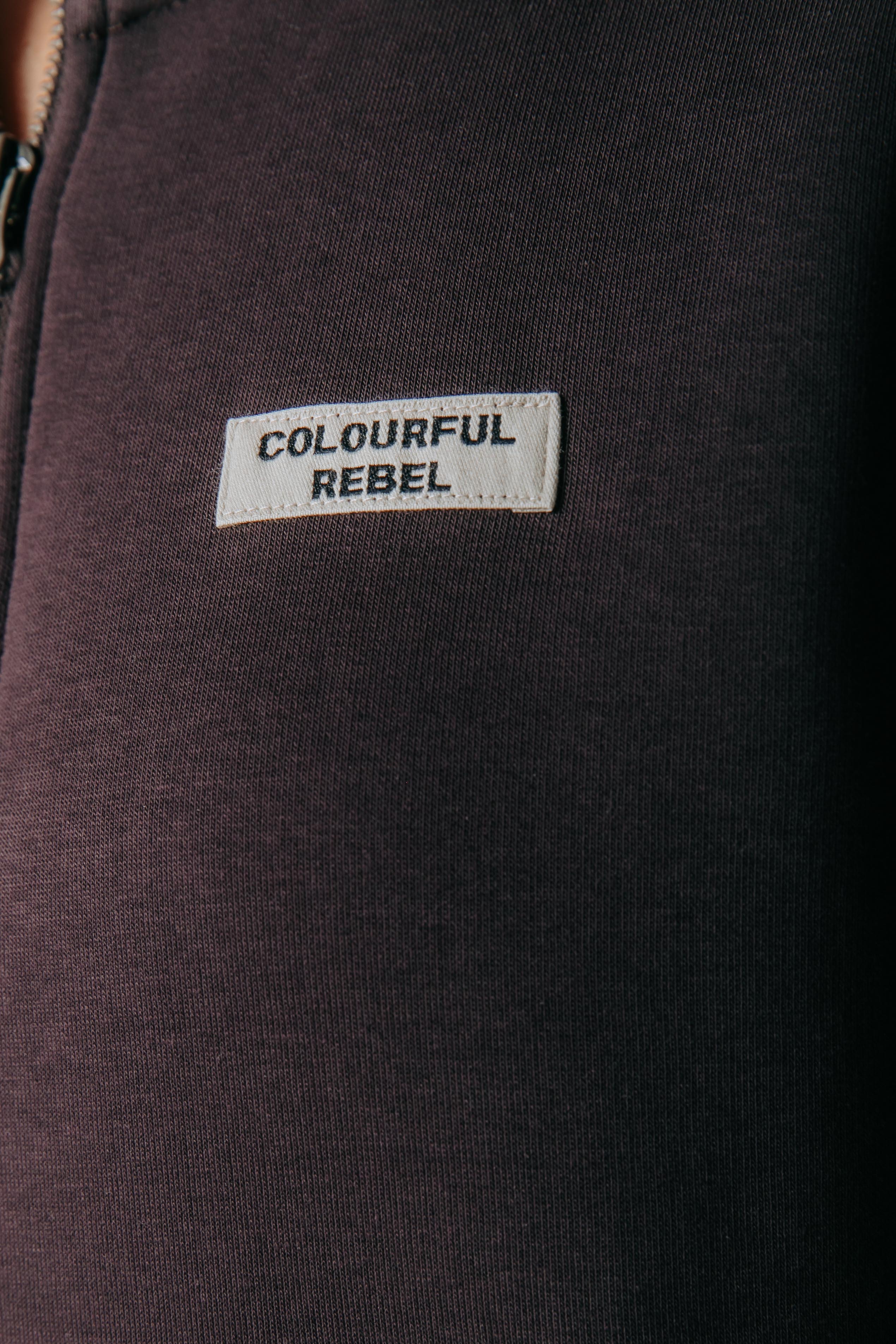 Label Zip Sweat | Darkest Brown