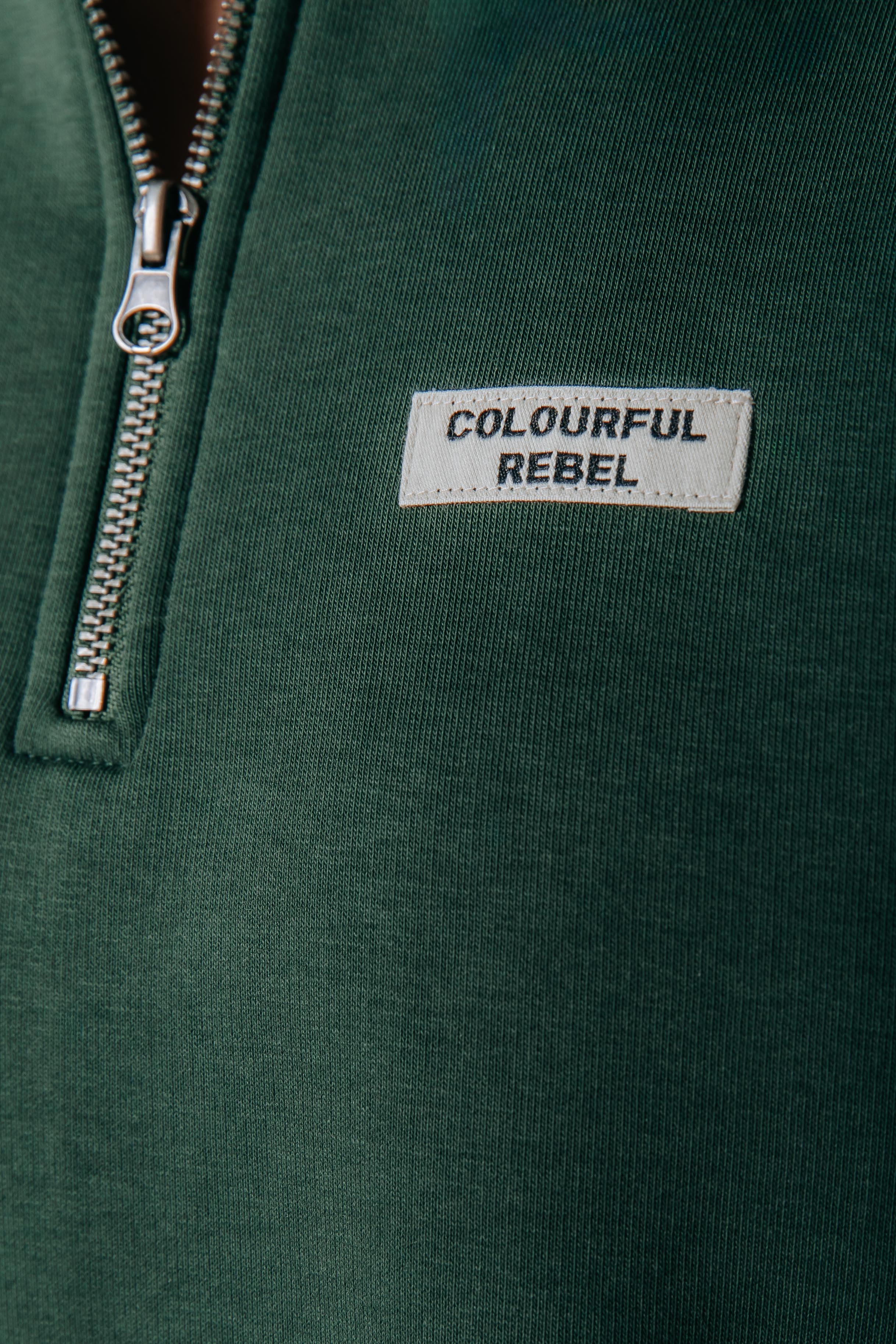 Label Zip Sweat | Dark green