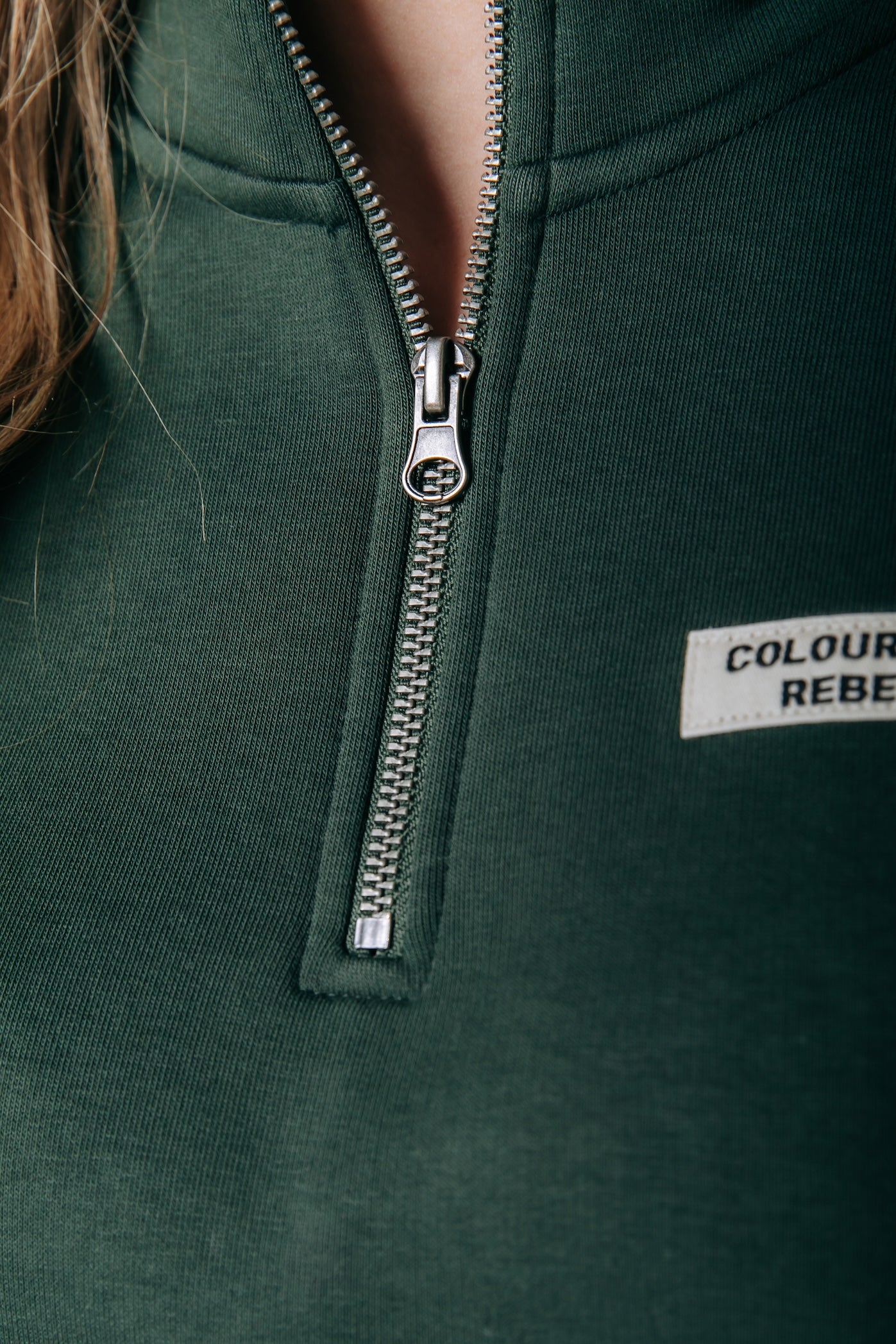 Uni Label Relaxed Zip Sweatshirt | Dunkelgrün