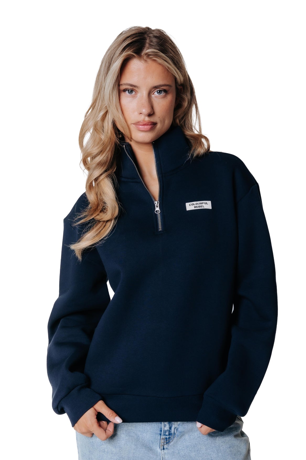 Label Zip Sweat | Dark Navy